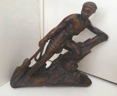 Art Deco Sculpture in Bronze Patinated White Clay