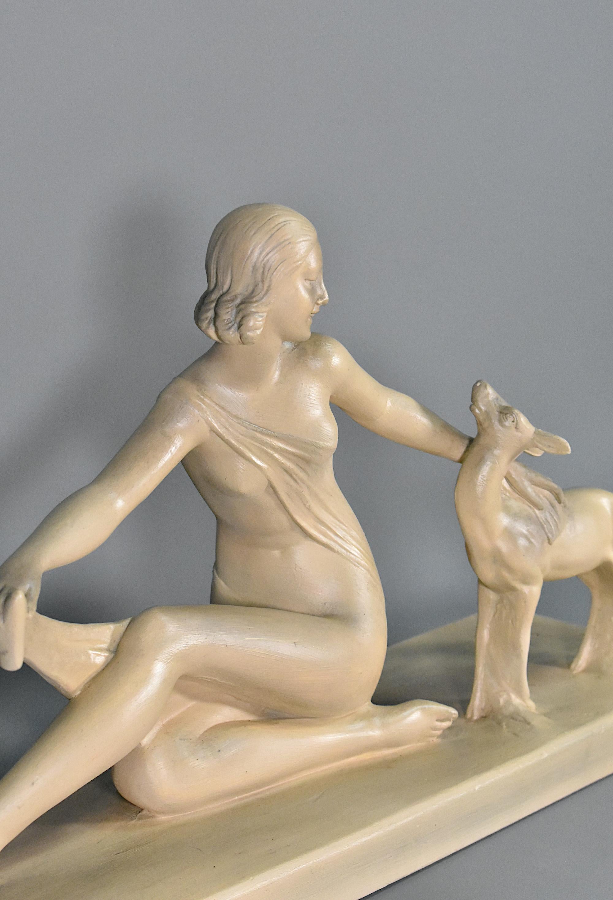 Sculpture Art Déco en plâtre signée S Melani Bon état - En vente à SAINTE-COLOMBE, FR