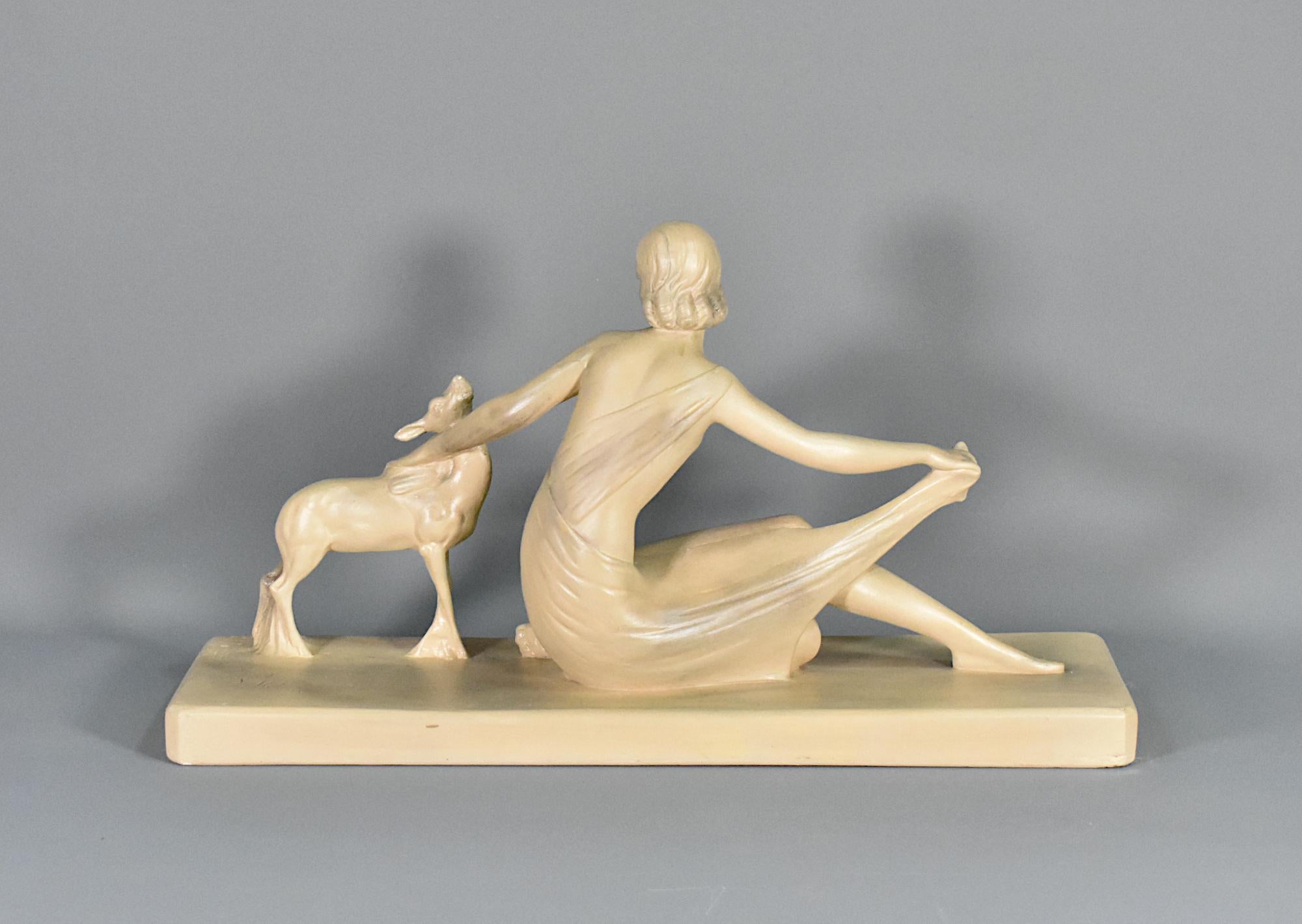 Art Deco Skulptur in Gips signiert S Melani im Angebot 2