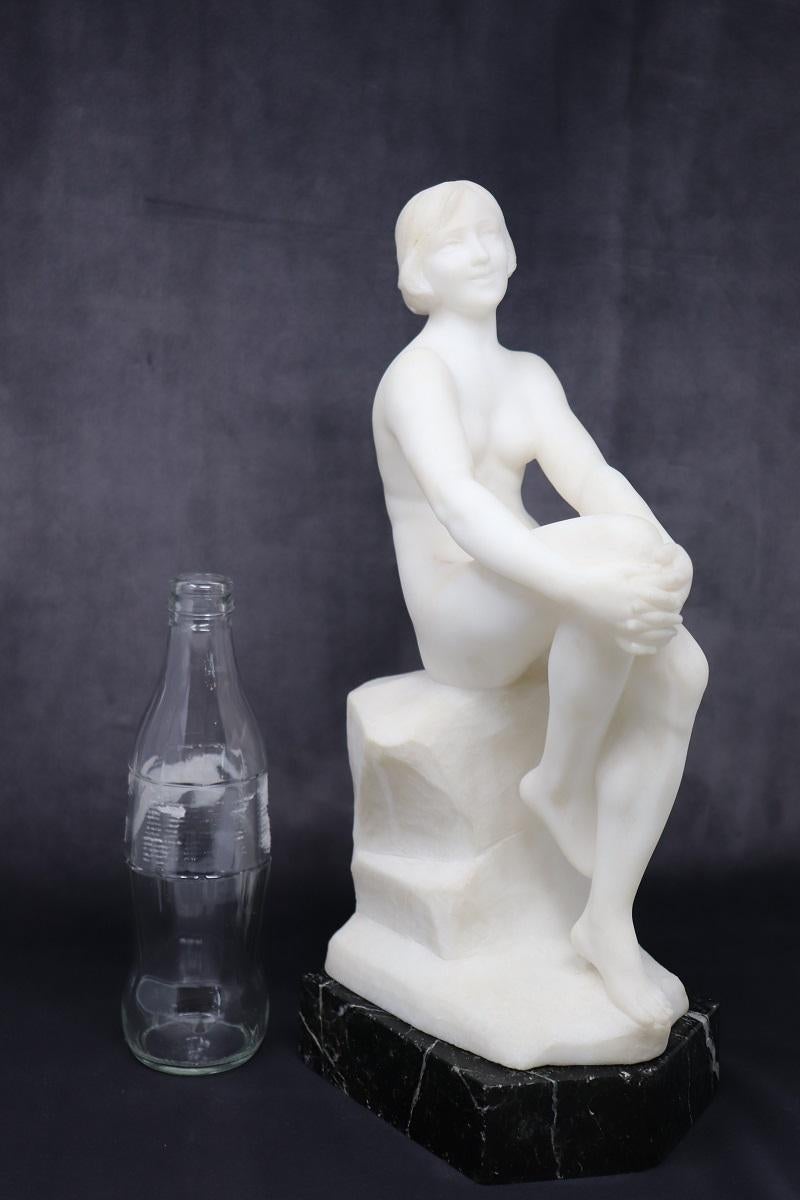 Escultura Art Déco en Mármol Blanco Precioso de Carrara, Mujer Desnuda, Italia Años 20 en venta 9