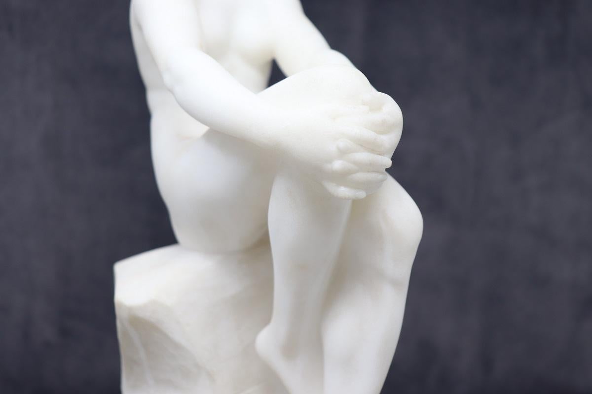 Escultura Art Déco en Mármol Blanco Precioso de Carrara, Mujer Desnuda, Italia Años 20 en venta 10