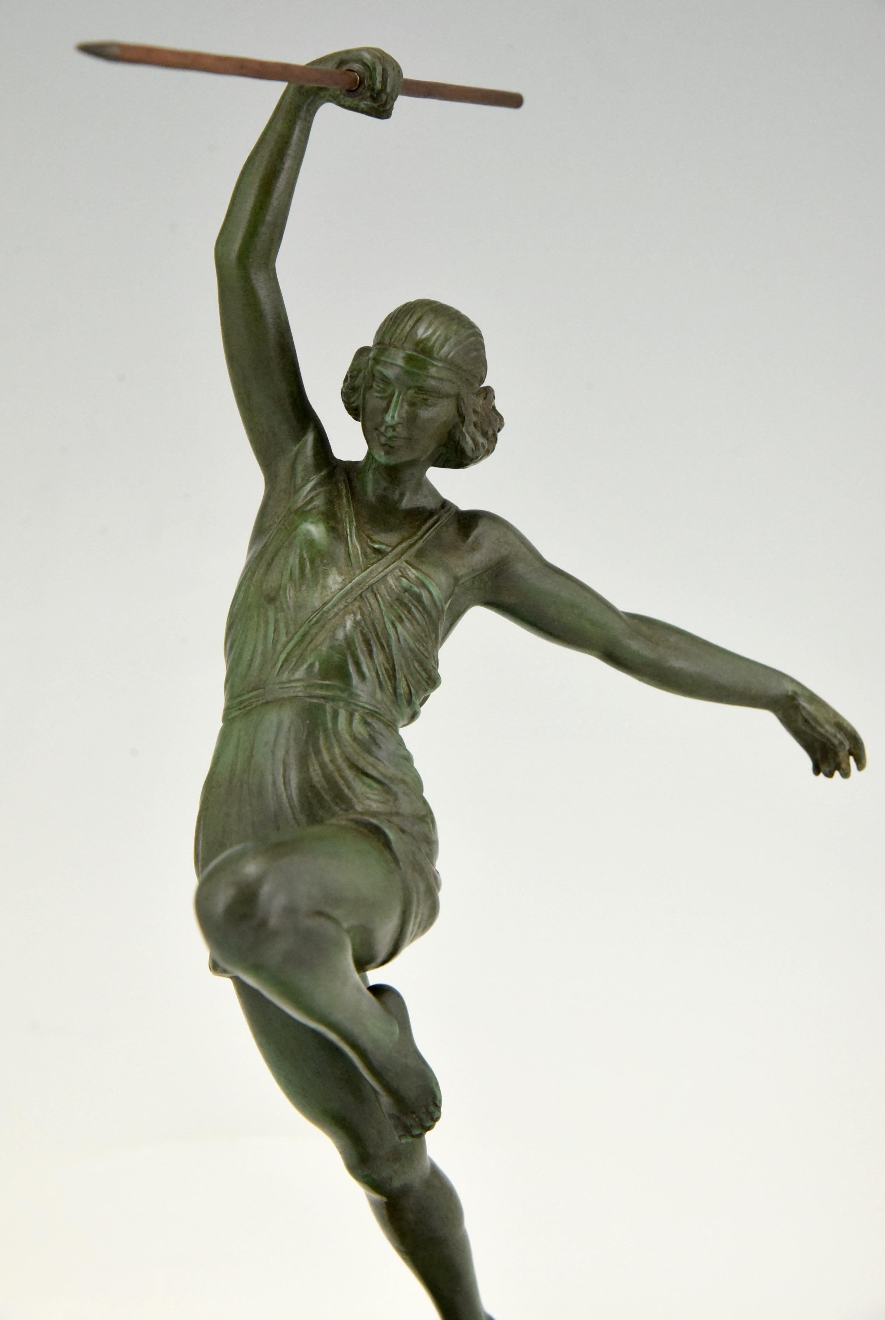 Art Deco Sculpture Javelin Thrower Fayral, Pierre Le Faguays for Le Verrier 1930 3