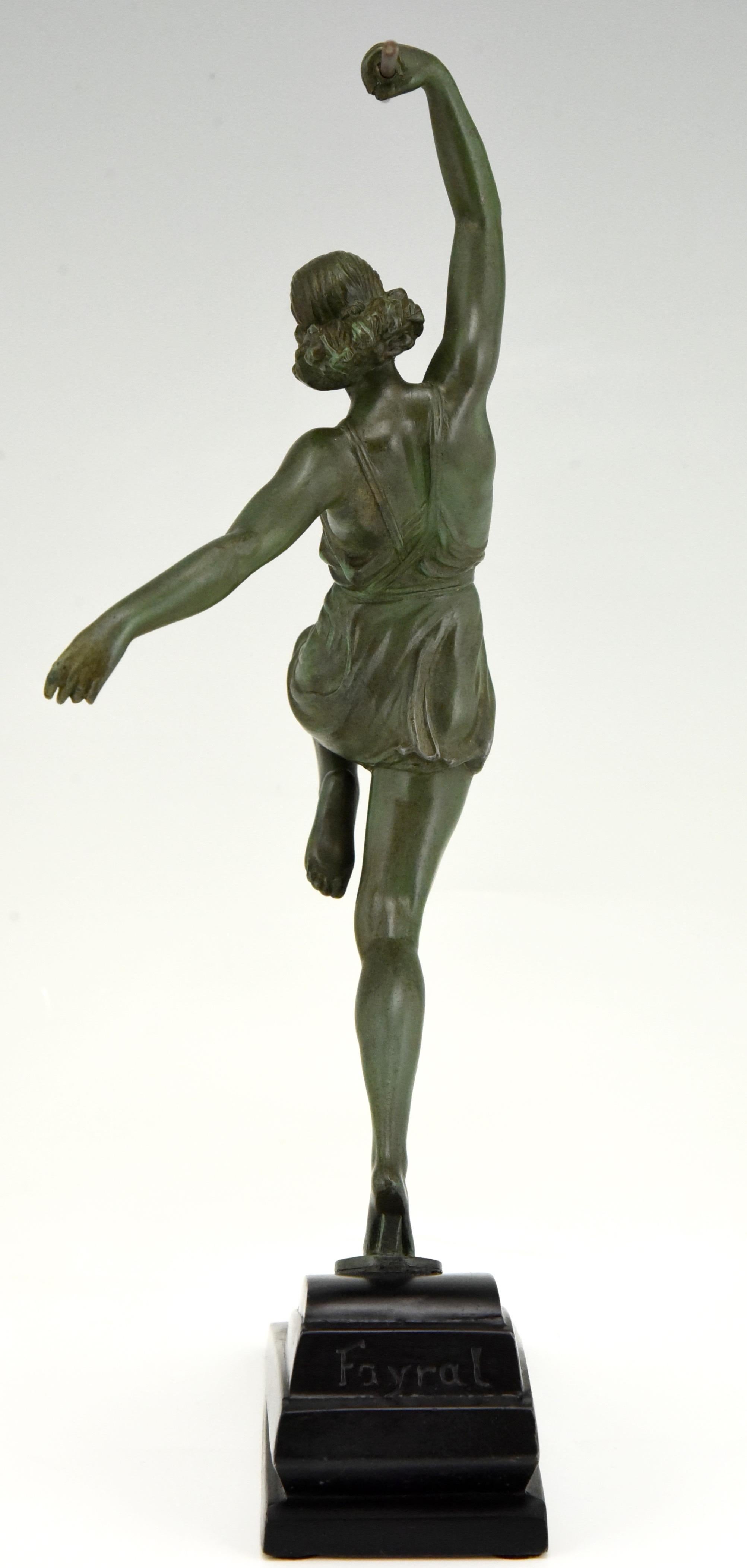 Art Deco Sculpture Javelin Thrower Fayral, Pierre Le Faguays for Le Verrier 1930 1