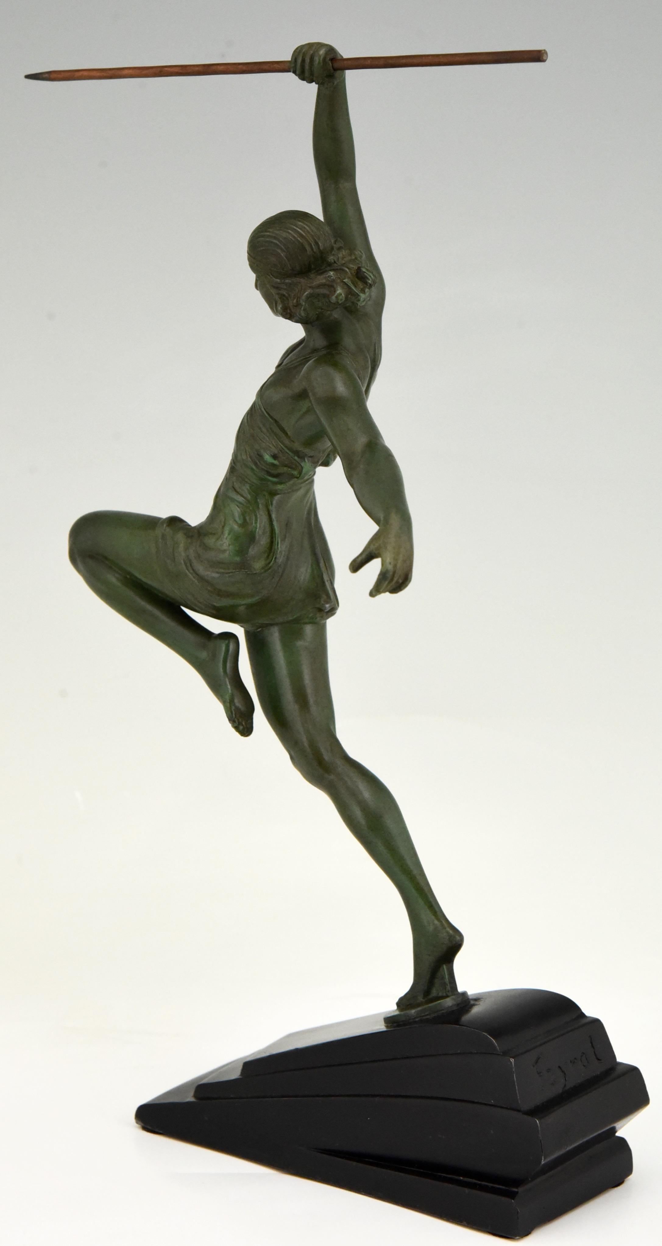 Art Deco Sculpture Javelin Thrower Fayral, Pierre Le Faguays for Le Verrier 1930 2