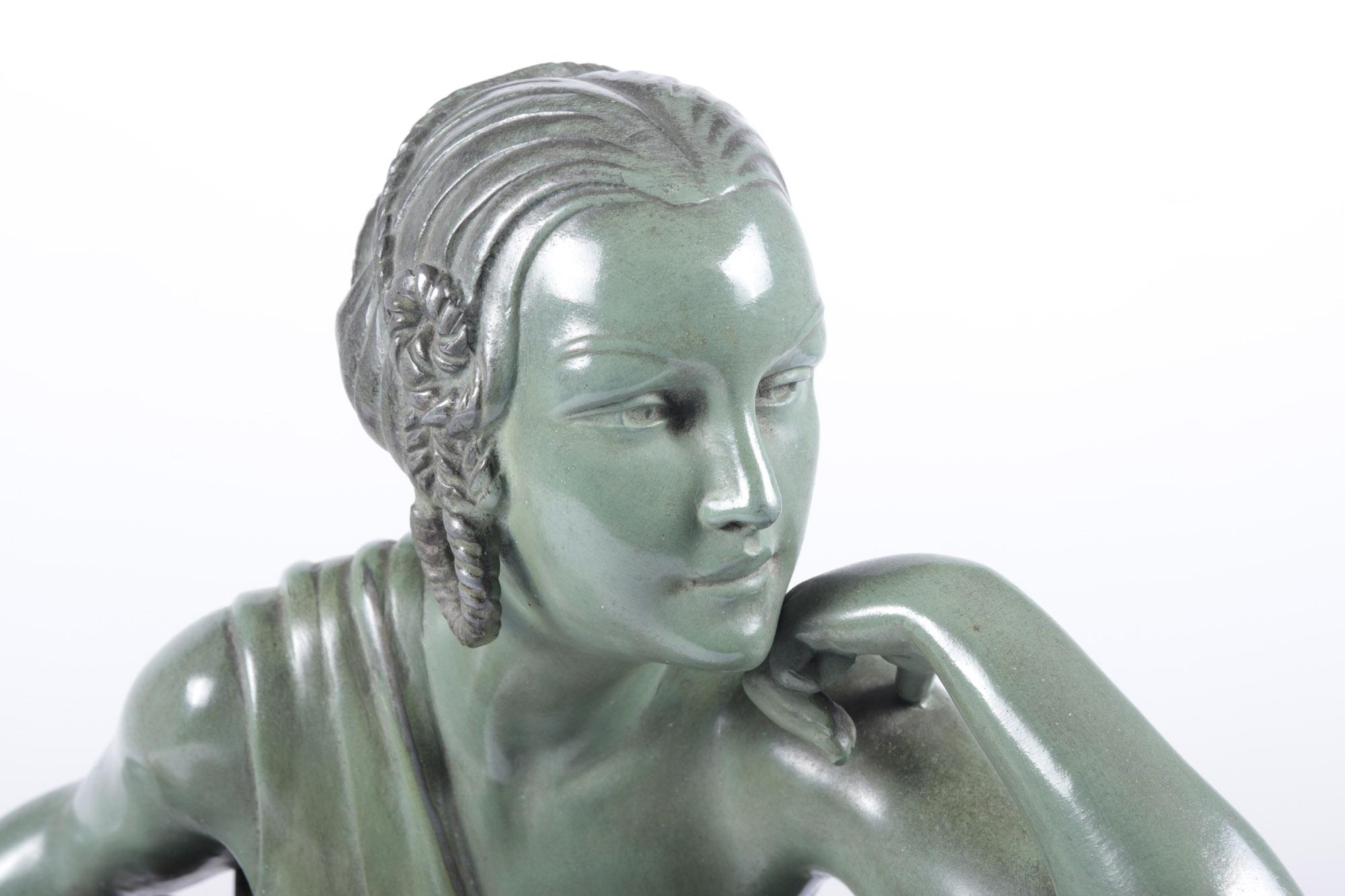 Art Deco Sculpture Lady and Panther by Armand Godard, C 1930 2