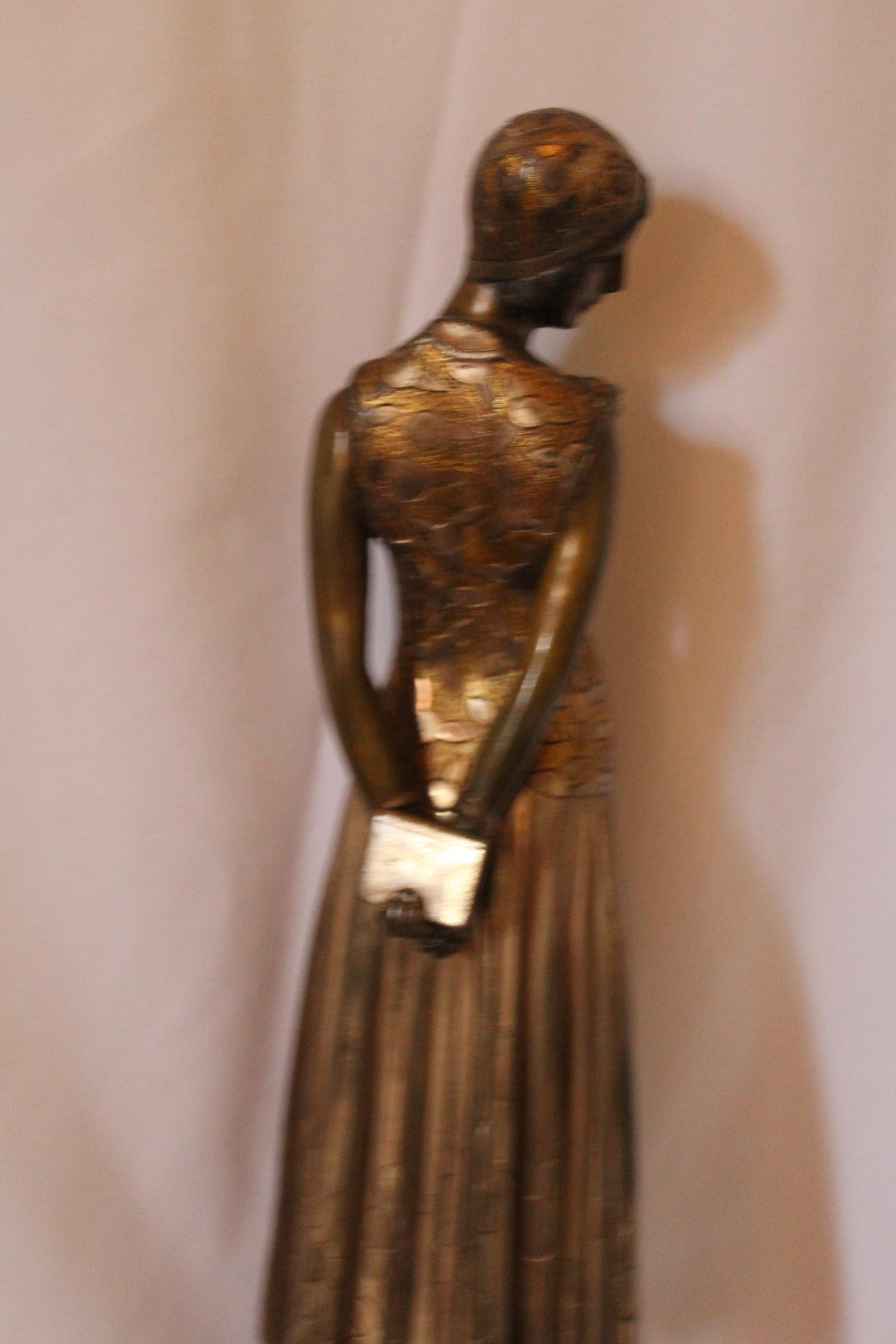 Art Deco Sculpture, Lady 'The Book Lady' Bronze and Marble after Chiparus 1