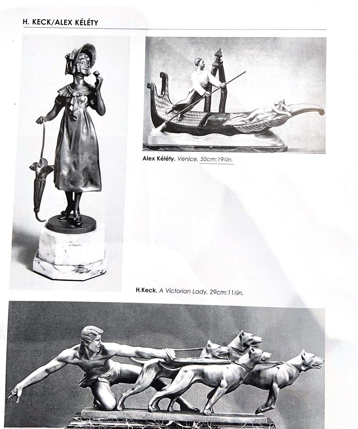 Art Deco Sculpture Le Gondolier á Venise by Alexandre Kelety For Sale 1