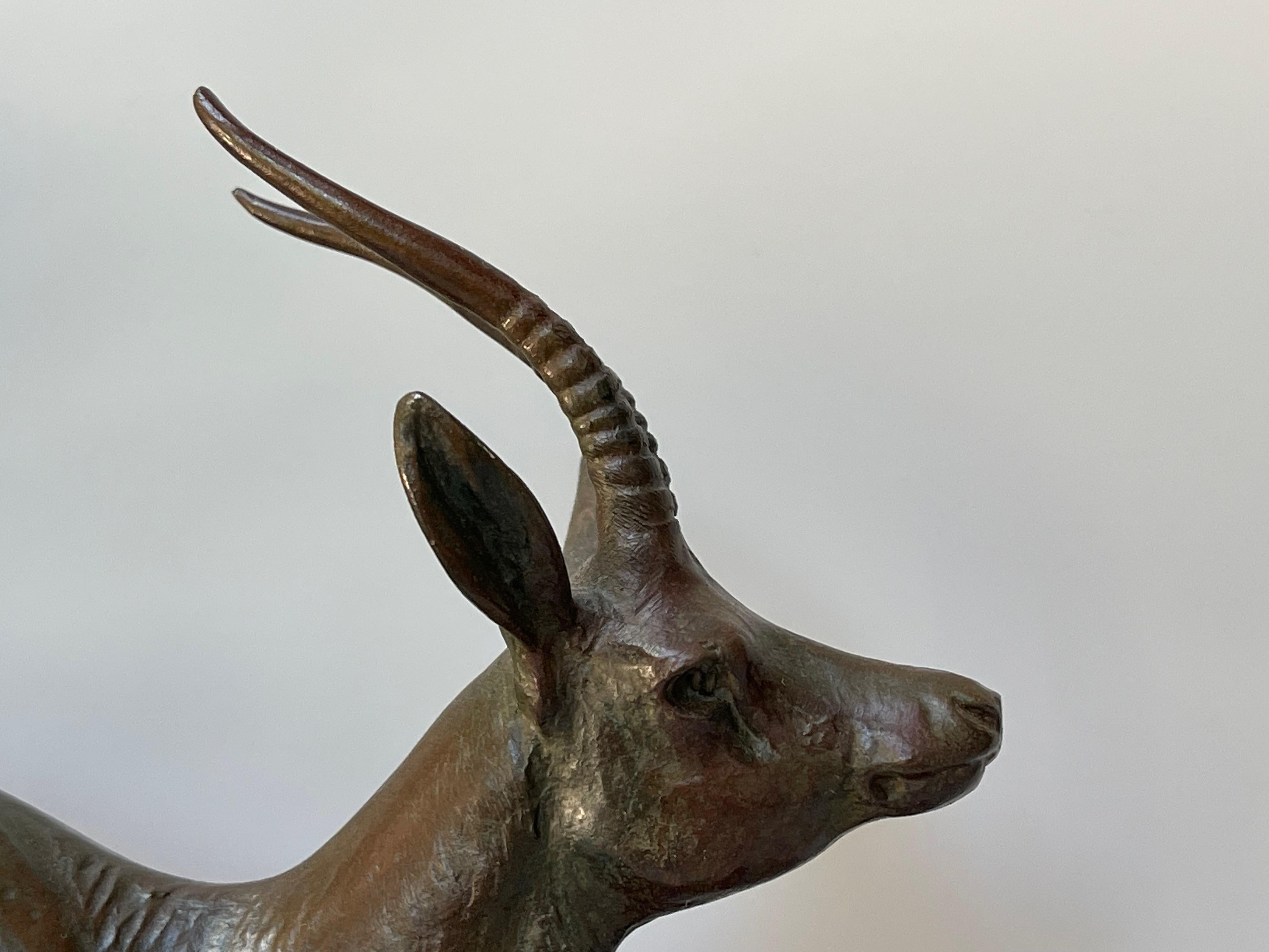 Art Deco Sculpture Leap of Gazelles by Plagnet For Sale 4