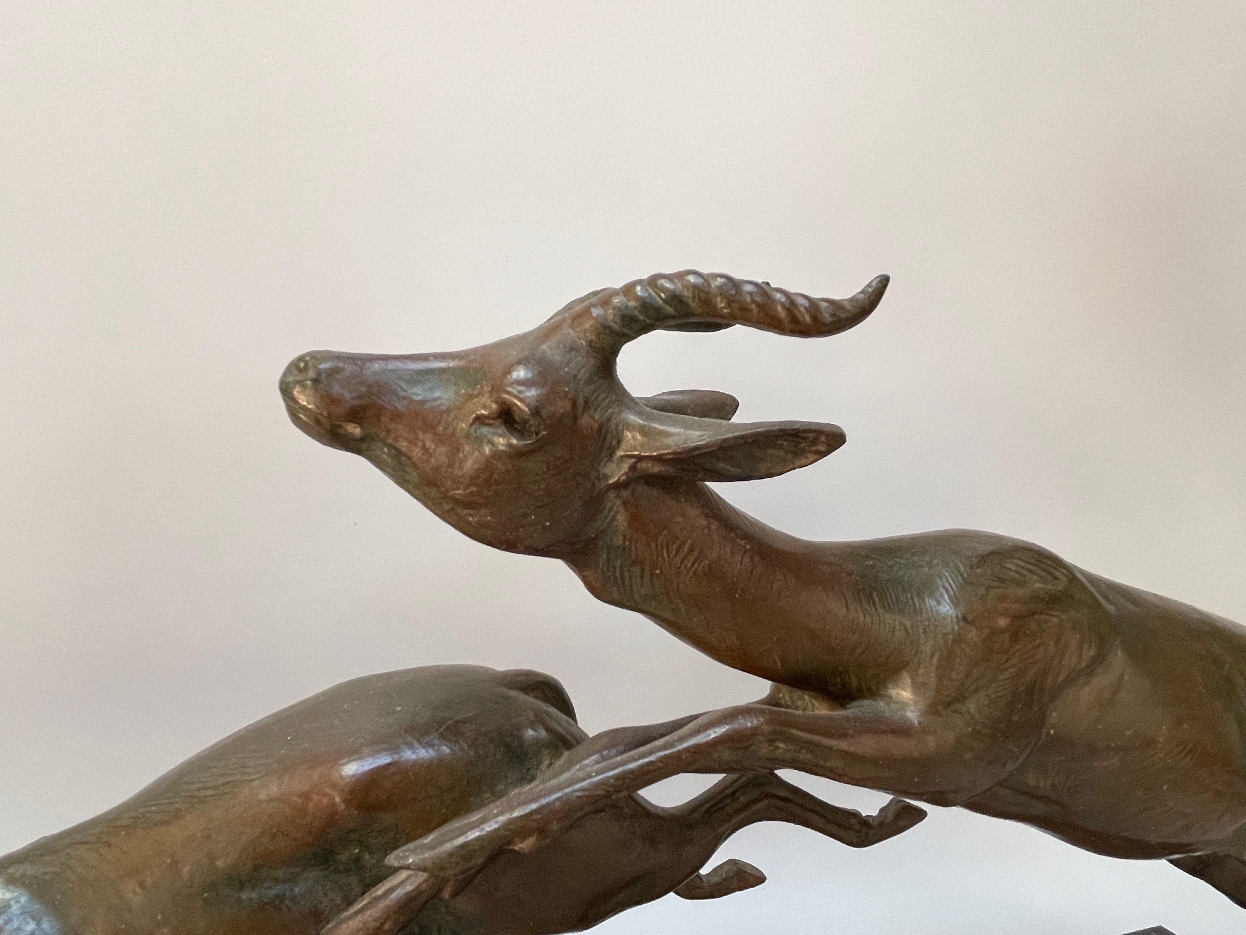 Art déco-Skulptur „Leap of Gazelles“ von Plagnet im Angebot 1