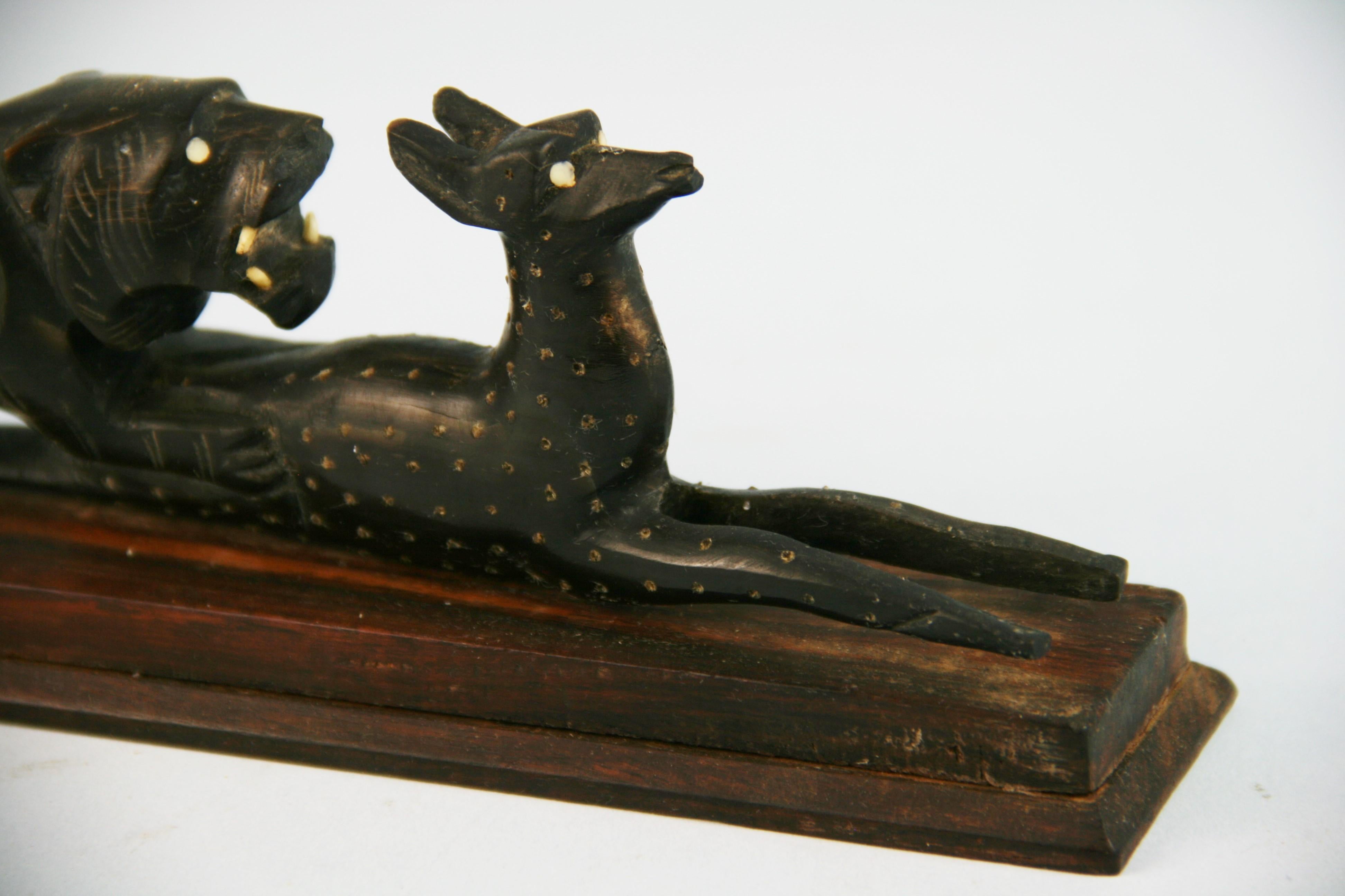 Mid-20th Century Japanese Art Deco Sculpture Lioness and Gazelle For Sale