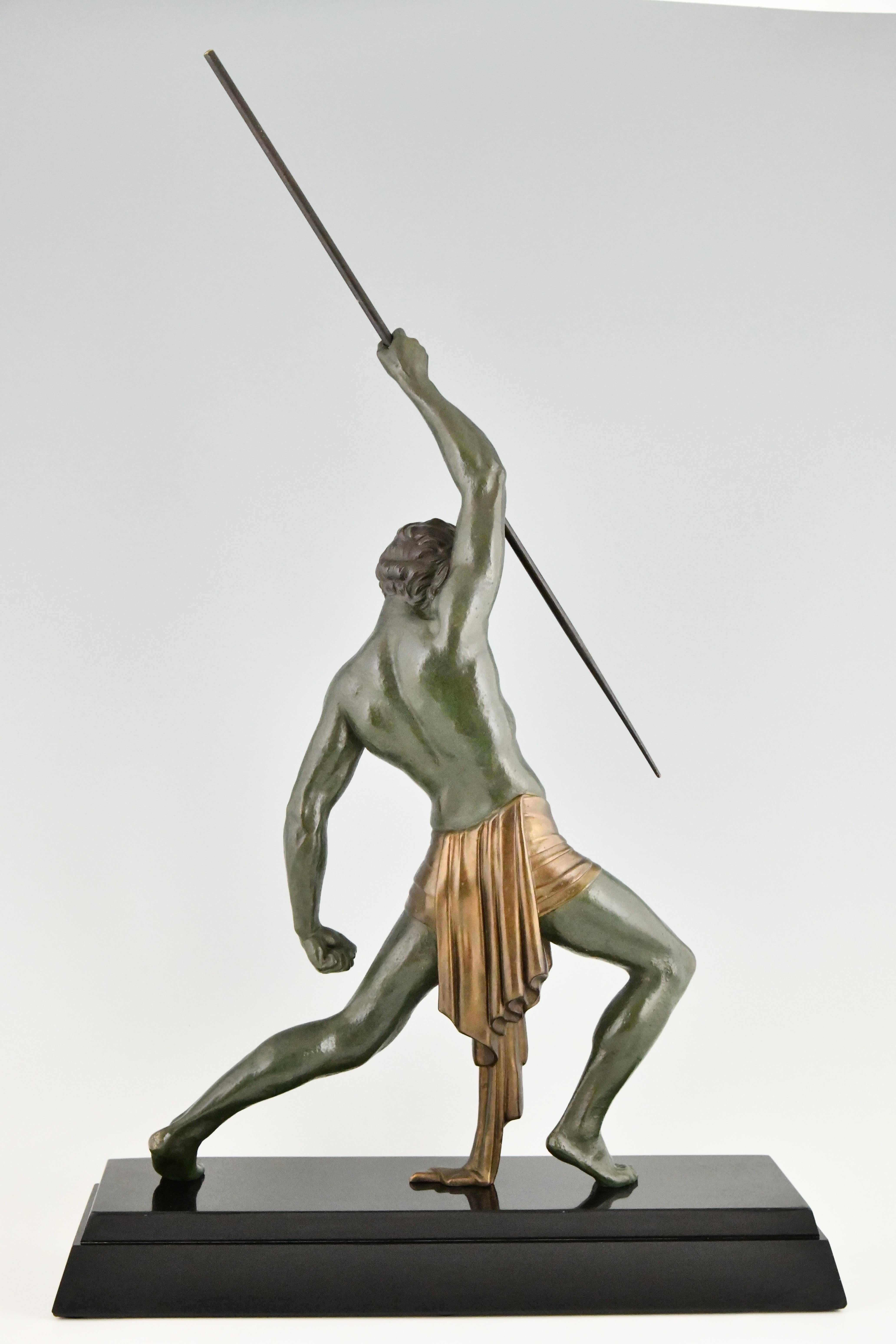 Art Deco sculpture man with spear by Demetre H. Chiparus France 1934 For Sale 2