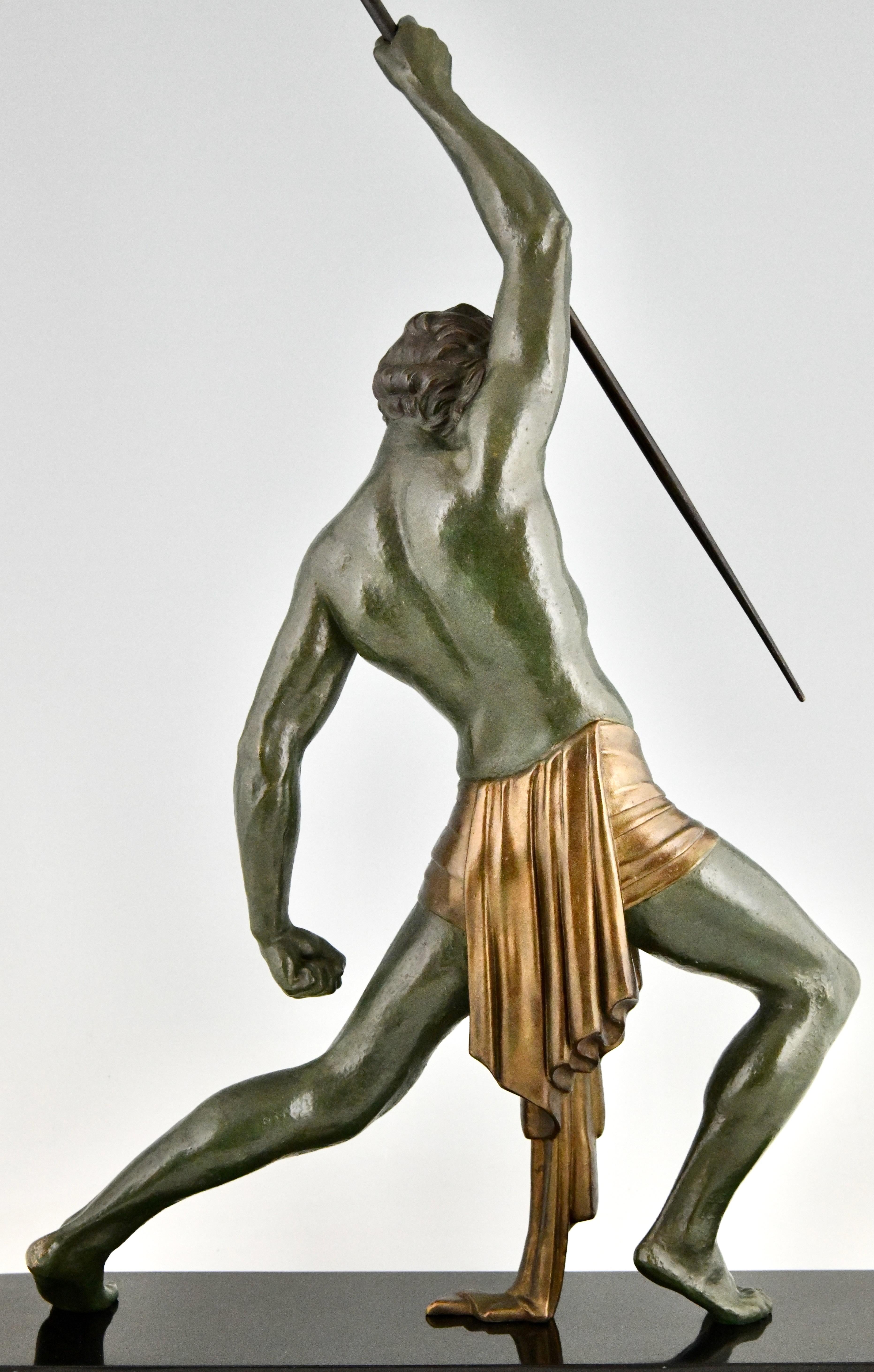 Art Deco sculpture man with spear by Demetre H. Chiparus France 1934 For Sale 3