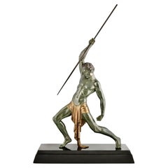 Sculpture Art Déco homme avec lance par Demetre H. Chiparus France 1934