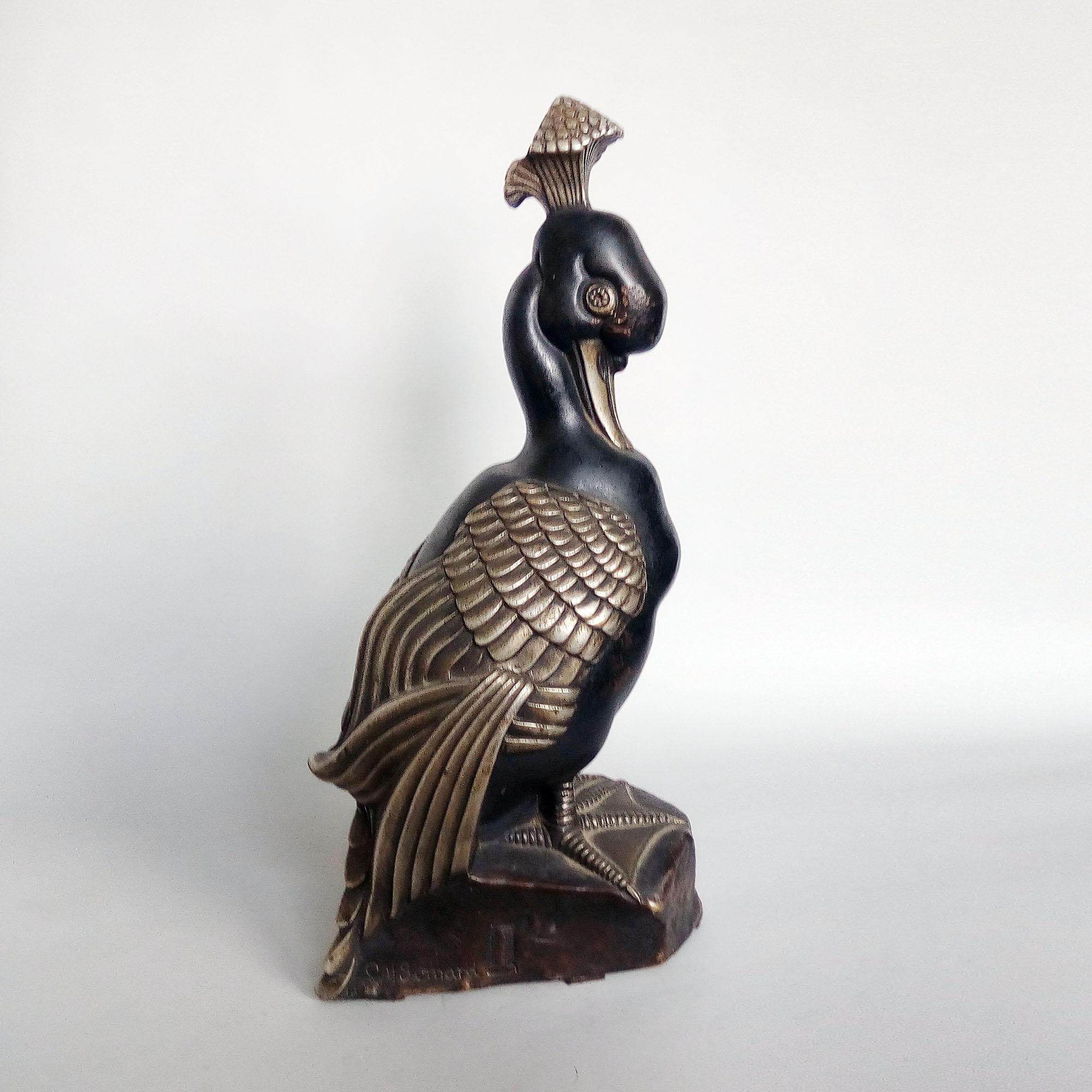 20ième siècle Sculpture Art déco canard mandarin avec touffe de Marie Louise Simard en vente