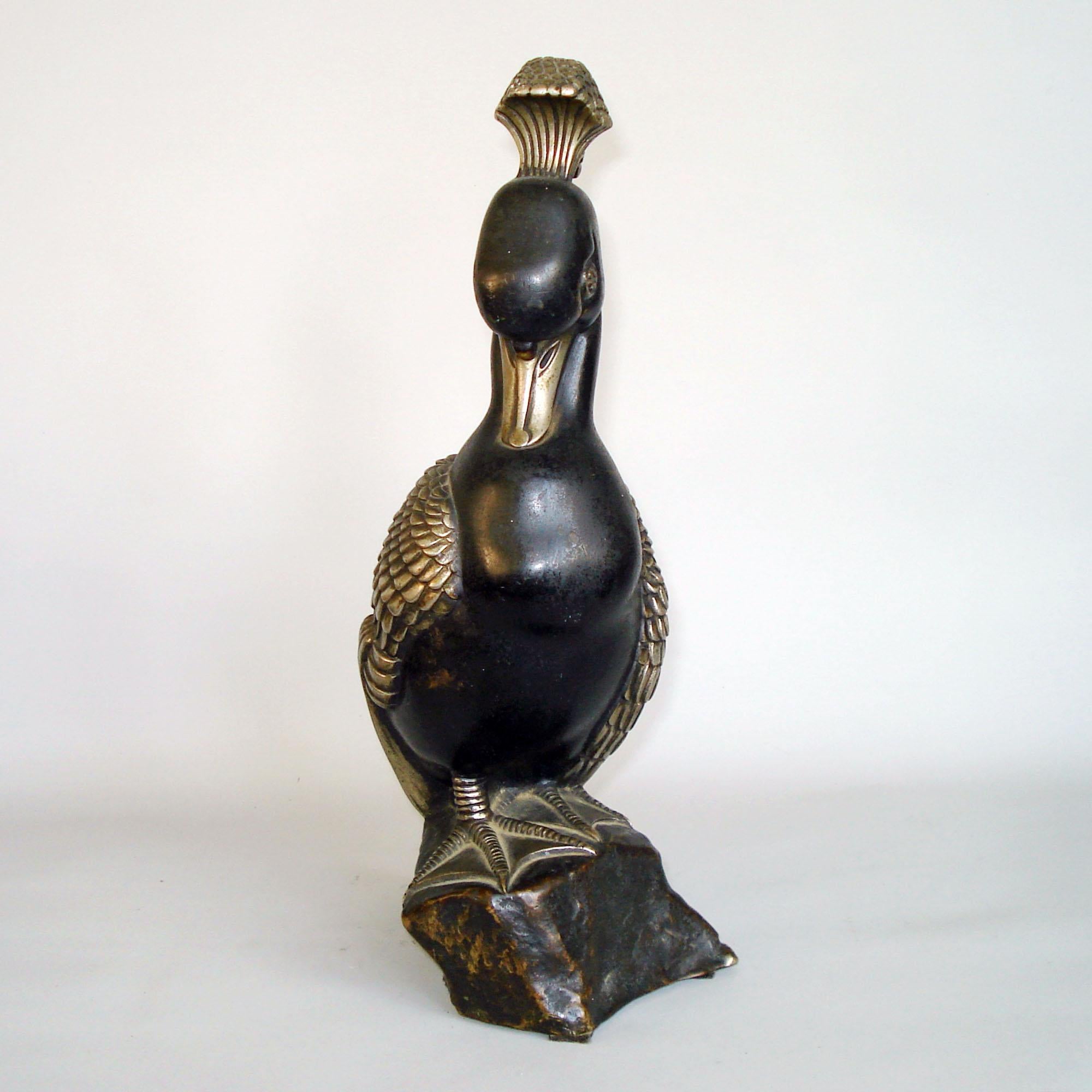 Sculpture Art déco canard mandarin avec touffe de Marie Louise Simard en vente 3