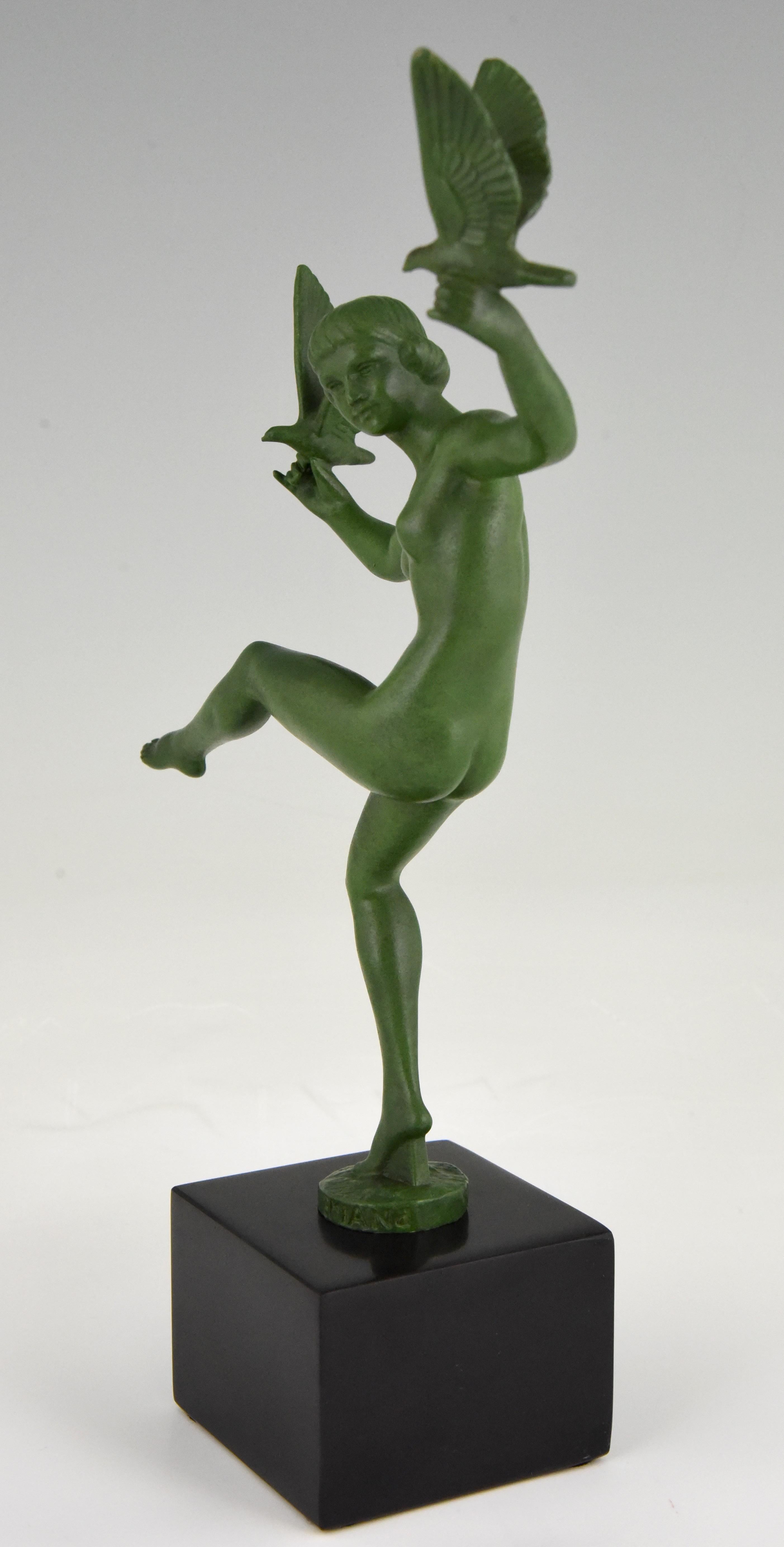 Art déco Art Deco Sculpture Nu Oiseau Danseur Briand Marcel Bouraine France 1930