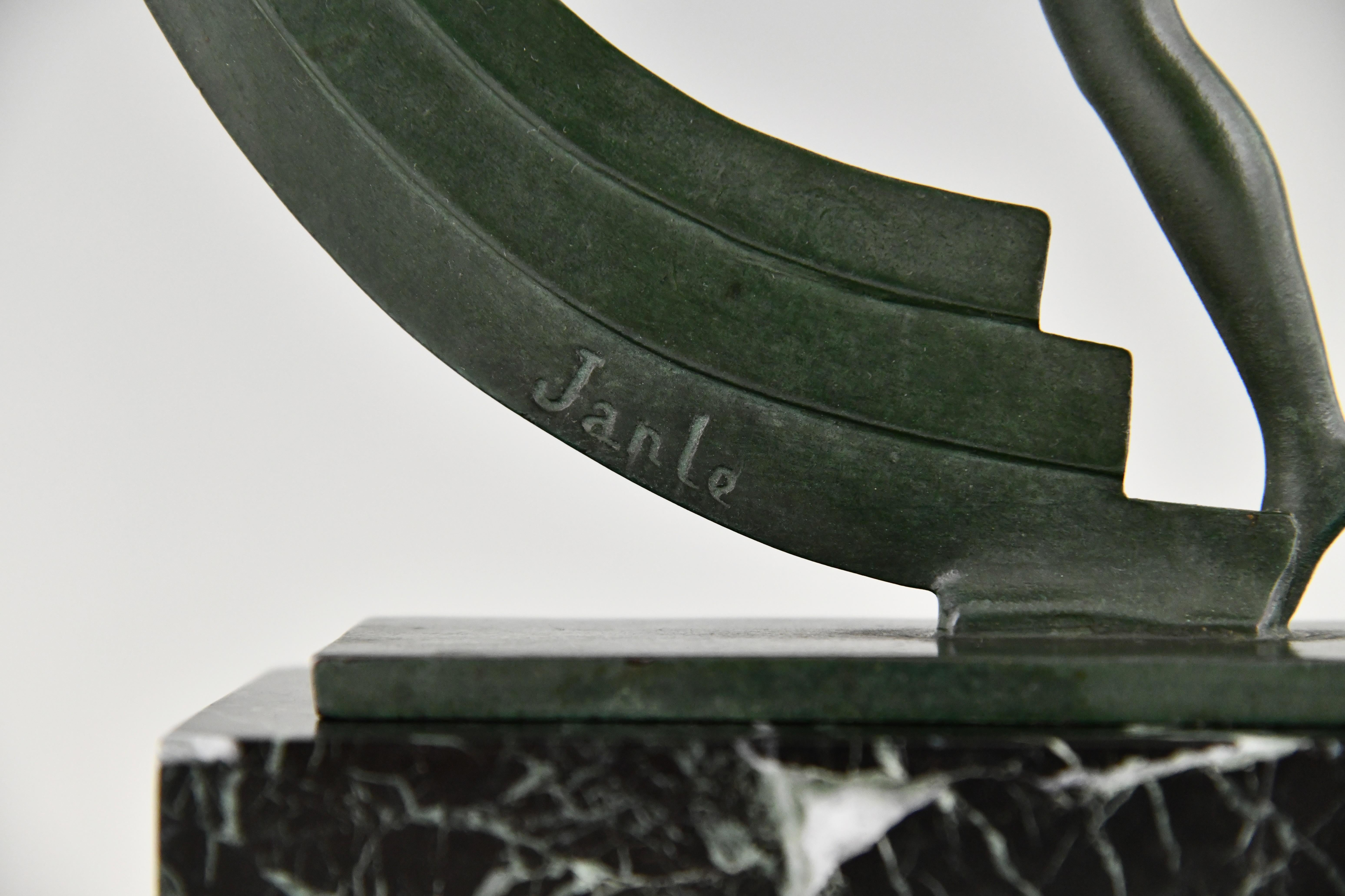 Escultura Art Déco bailarina desnuda con pañuelo Bacchanale de Janle para Max Le Verrier en venta 2