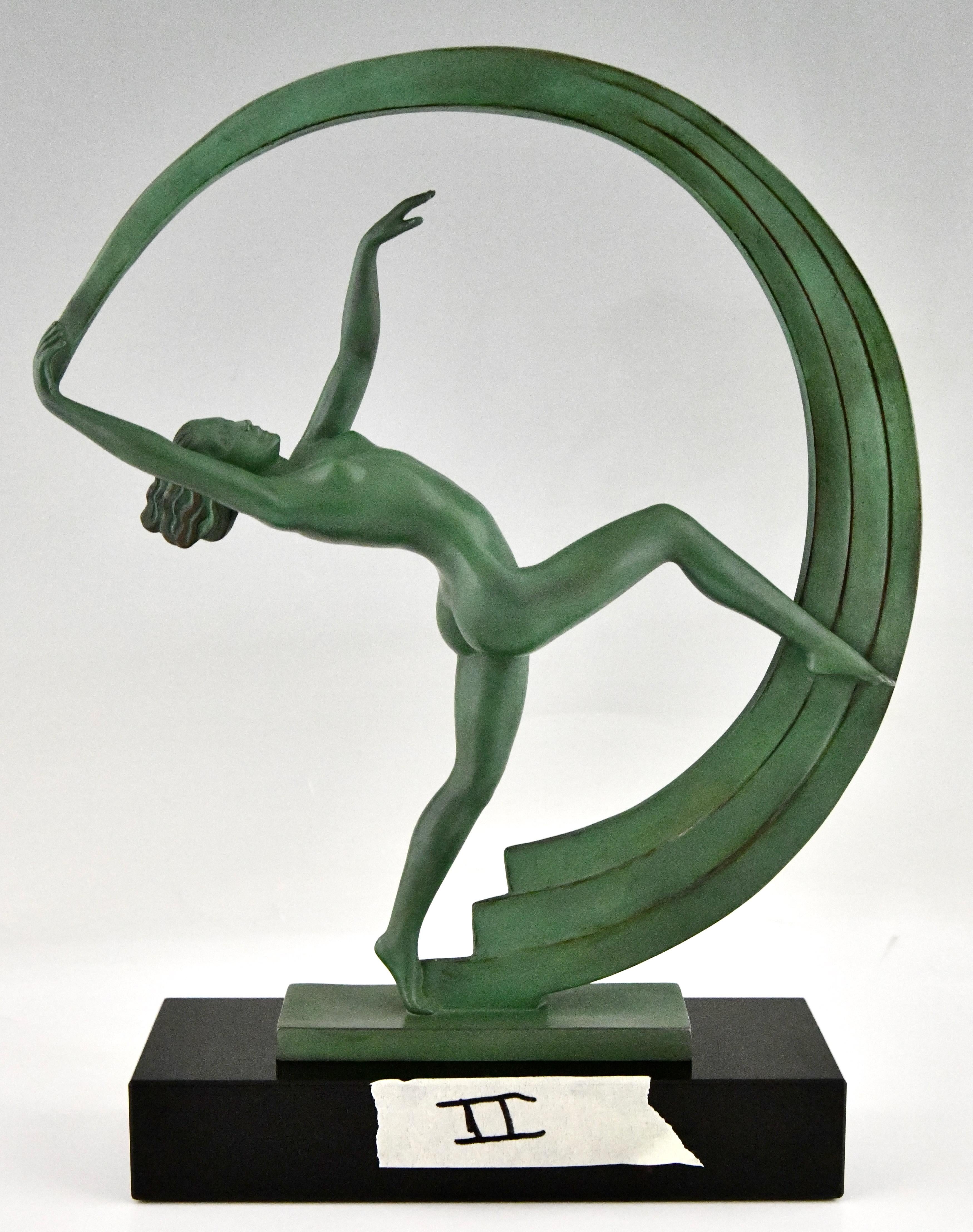 Art Deco sculpture nude dancer with scarf Bacchanale by Janle for Max Le Verrier 4