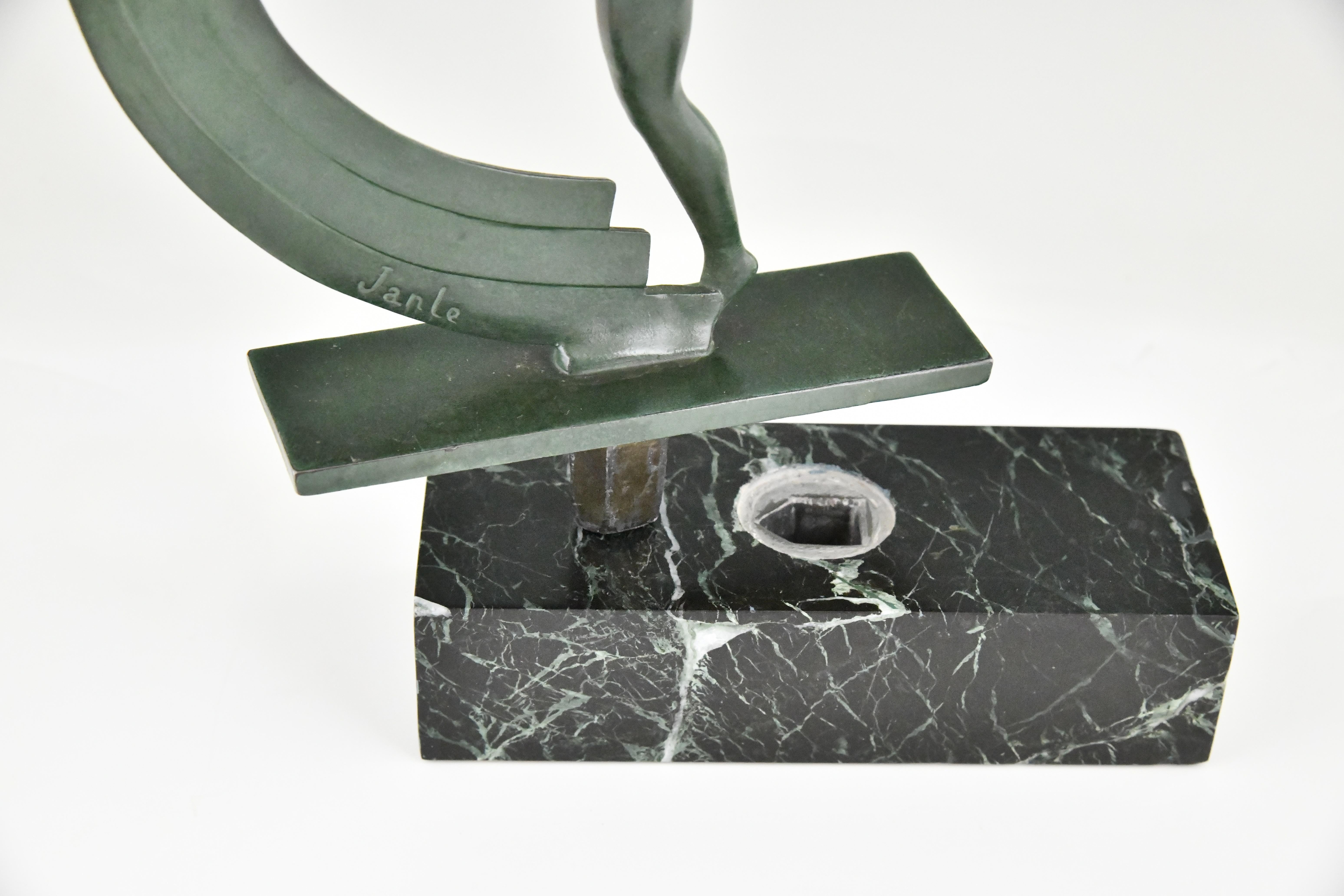Escultura Art Déco bailarina desnuda con pañuelo Bacchanale de Janle para Max Le Verrier en venta 3