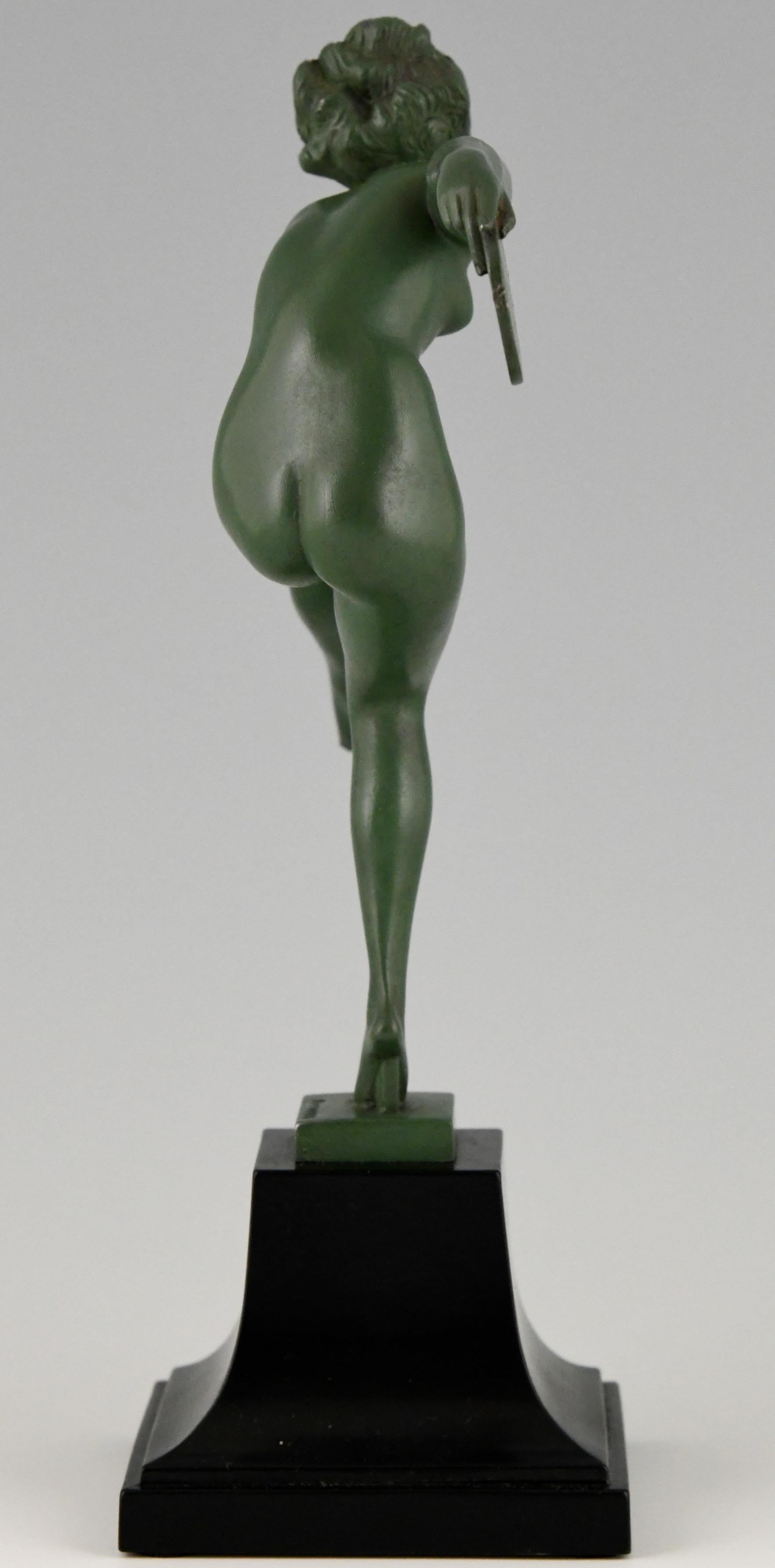 Art Deco Sculpture Nude Disc Dancer Derenne, Marcel Bouraine, France, 1930 1