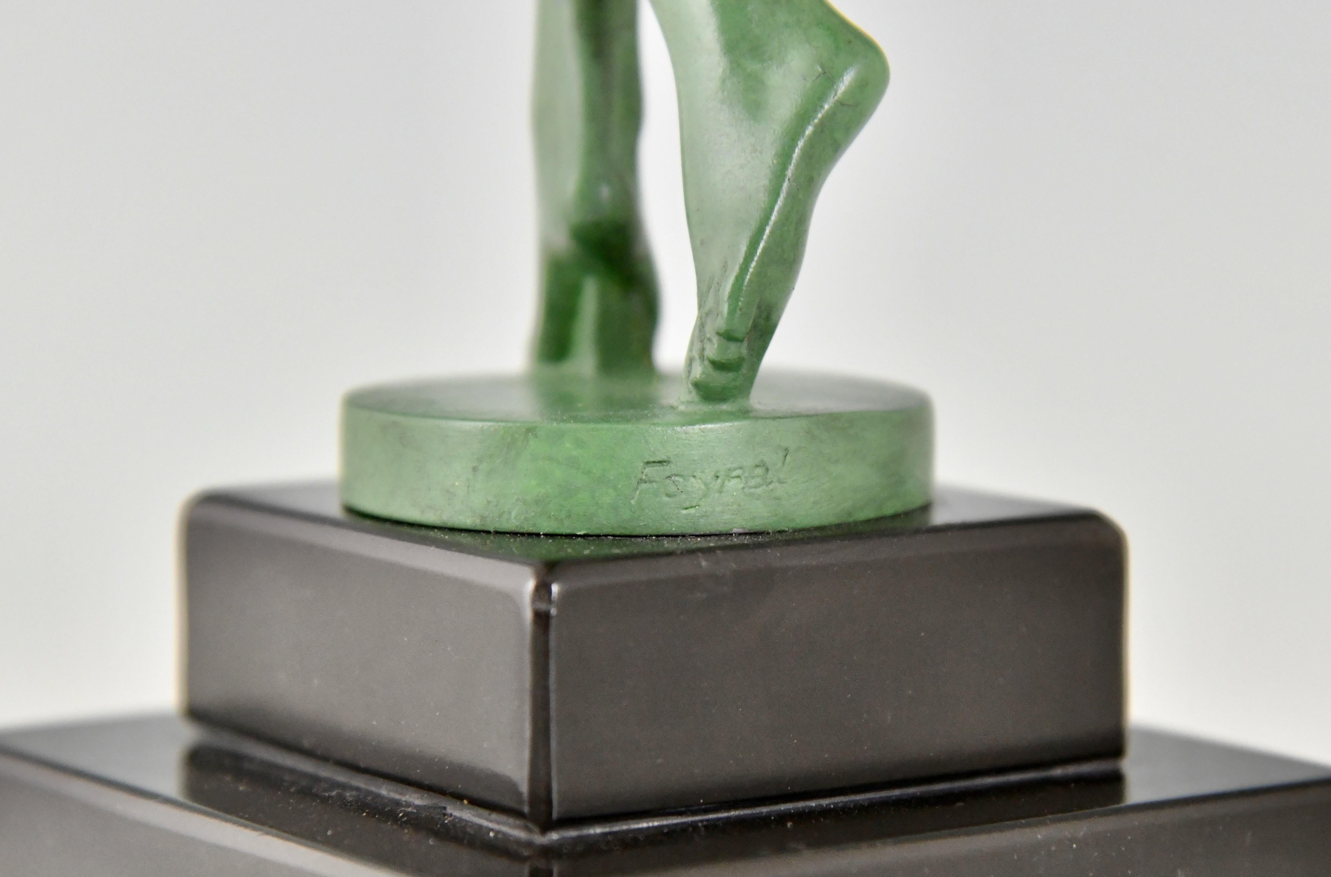 Art Deco Sculpture Nude Hoop Dancer ILLUSION by Fayral for Max Le Verrier For Sale 1