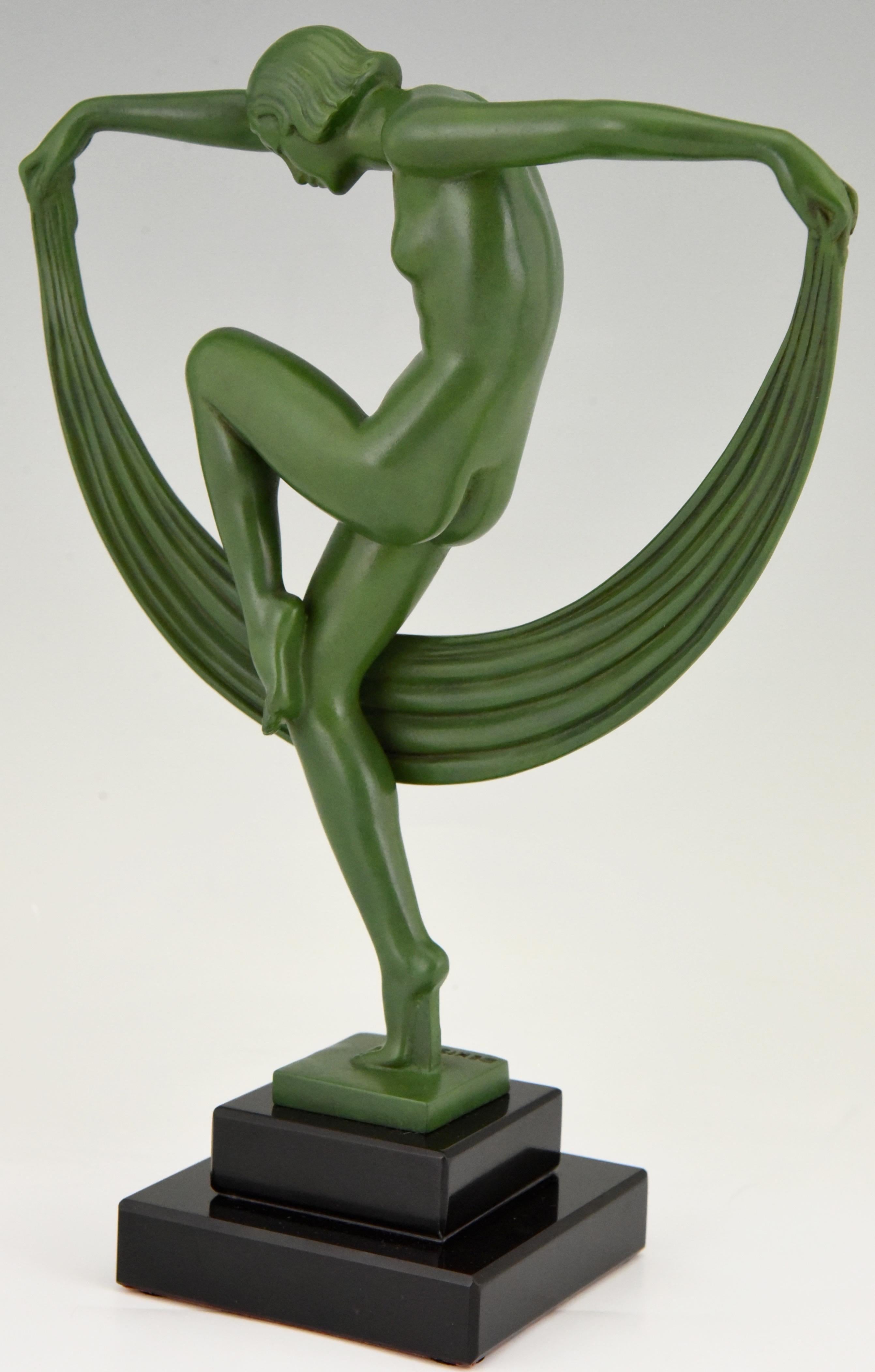 Art Deco Sculpture Nude Scarf Dancer Folie Denis, France, 1930 1