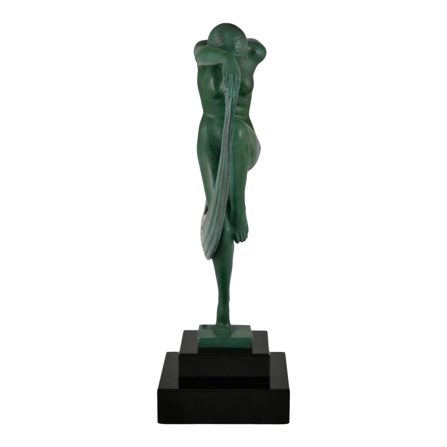 Francese Scultura Art Deco Nudo Sciarpa Ballerina FOLIE Denis Francia 1930 originale. in vendita