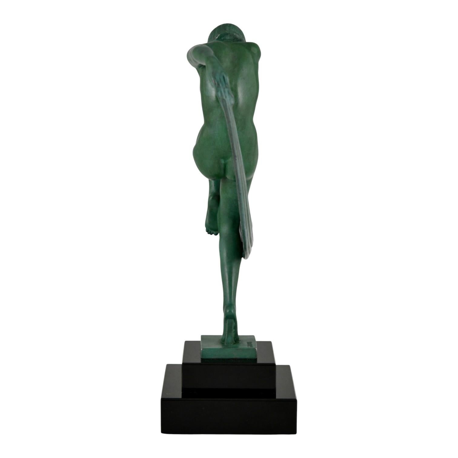 Scultura Art Deco Nudo Sciarpa Ballerina FOLIE Denis Francia 1930 originale. In condizioni buone in vendita a Antwerp, BE