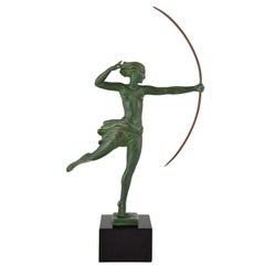 Sculpture Art Déco Nu avec Arc Atalante Jean de Marco 1930 France