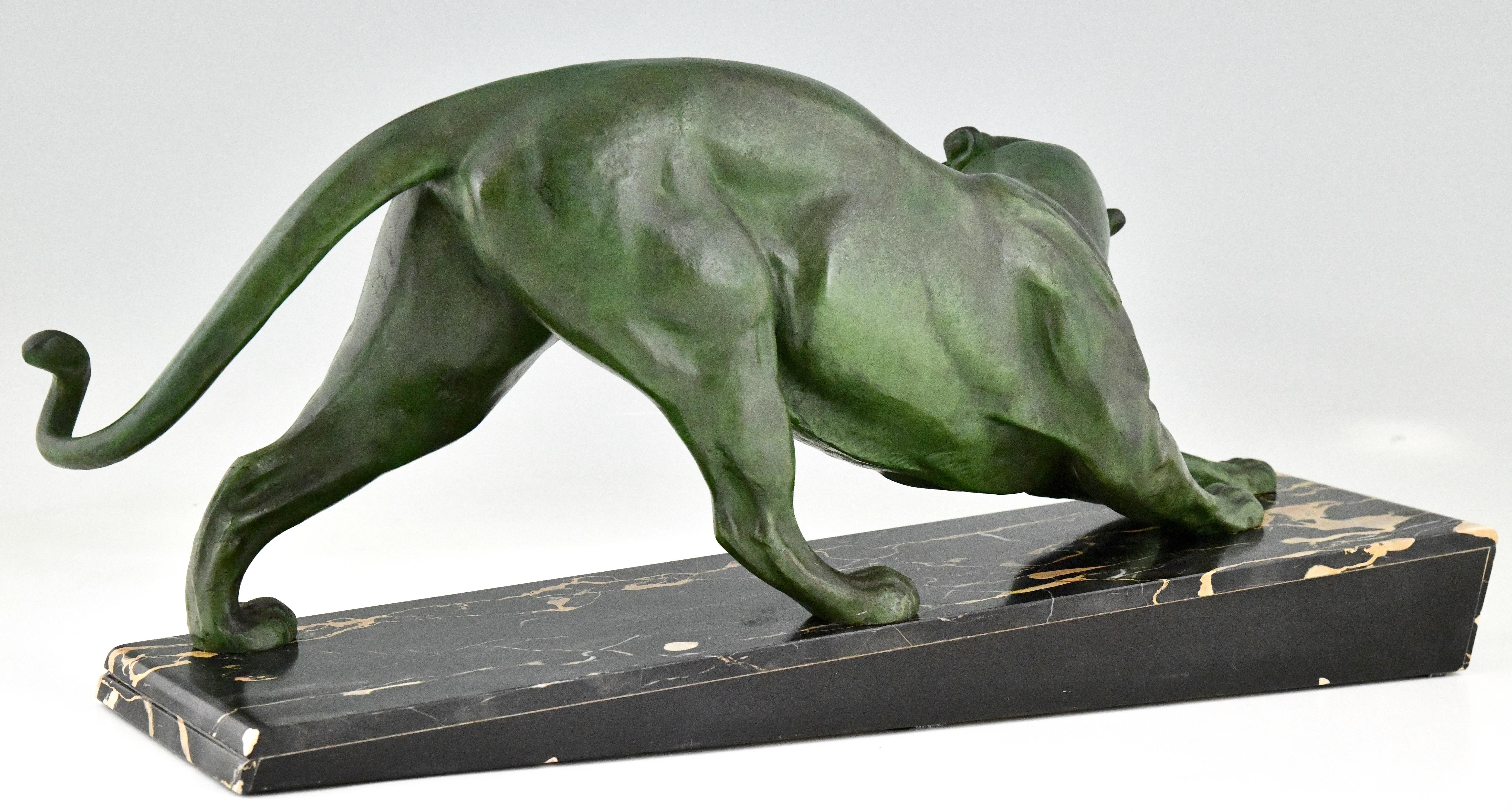 Metal Art Deco Sculpture of a Panther by Plagnet, France, 1930
