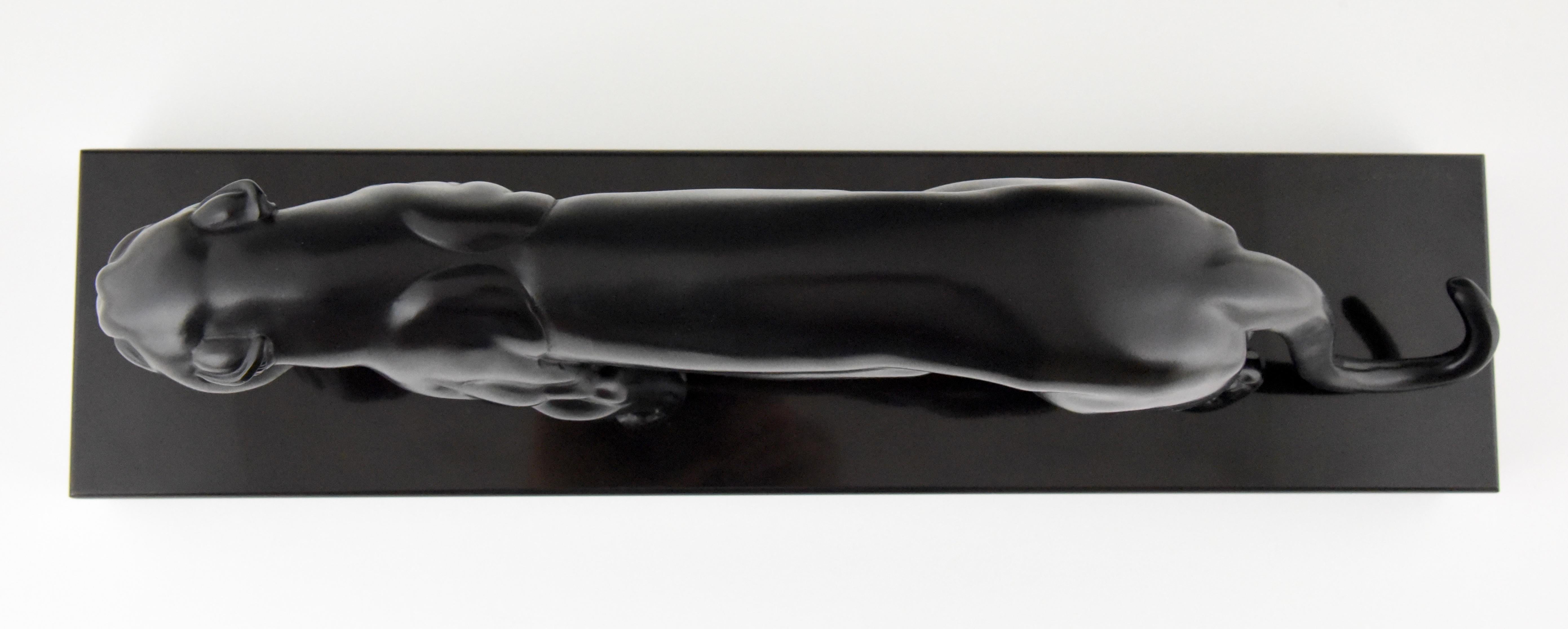 Irenee Rochard, Art-déco-Skulptur eines schwarzen Panthers, Frankreich 1930 4