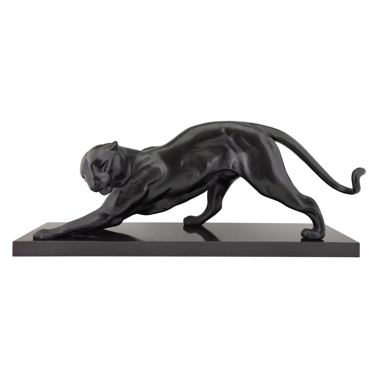 Art Deco Sculpture of a Black Panther Plagnet, France, 1930