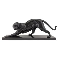 Art Deco Sculpture of a Black Panther Plagnet, France, 1930