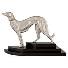 Art Deco Sculpture of a Borzoi dog Signed by Irenee Rochard France 1930