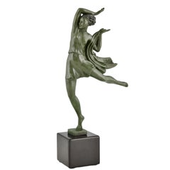 Art Deco Skulptur einer Tänzerin Allégresse Fayral für Max Le Verrier Frankreich 1930