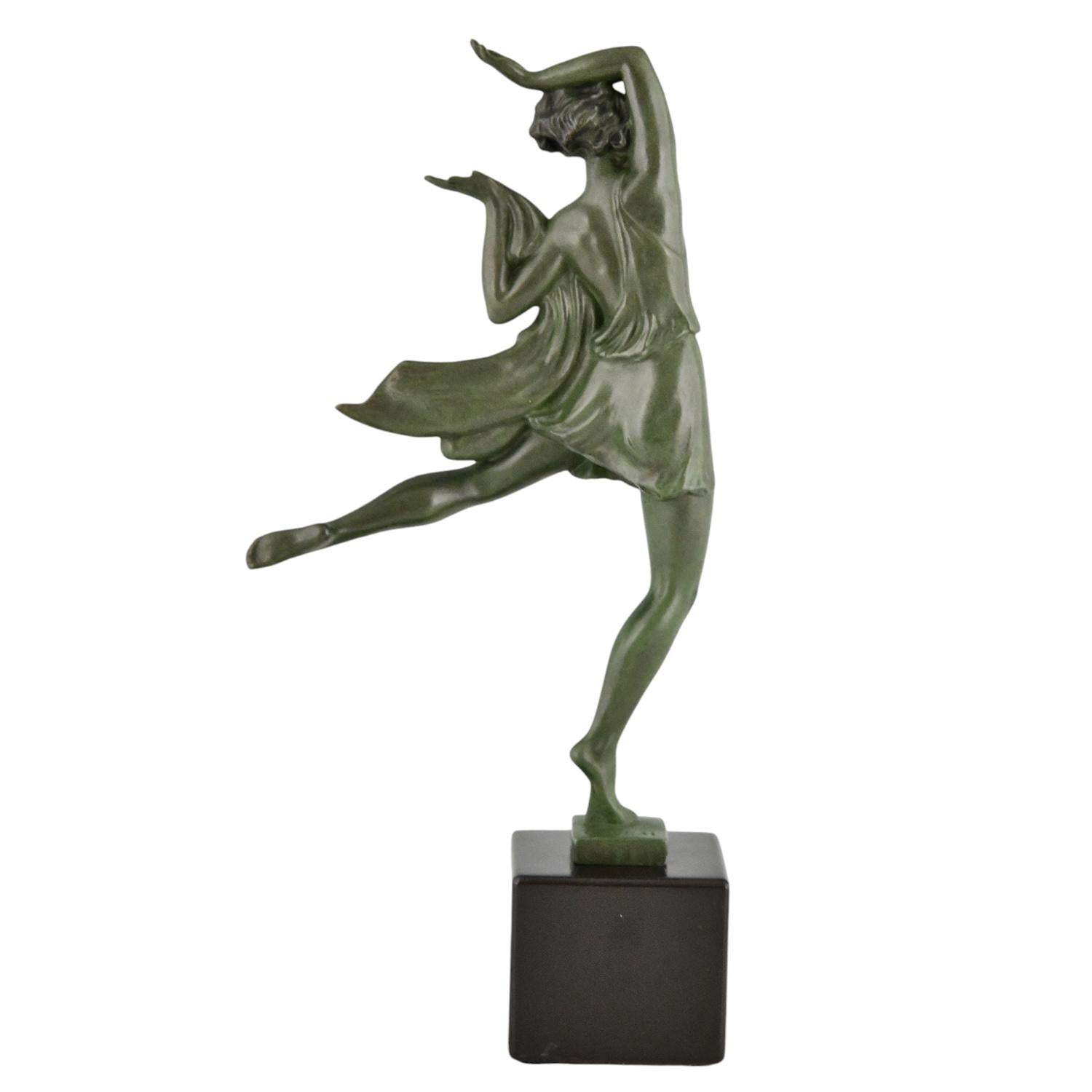Scultura Art Déco di una ballerina Allégresse Fayral per Max Le Verrier Francia 1930 In condizioni buone in vendita a Antwerp, BE