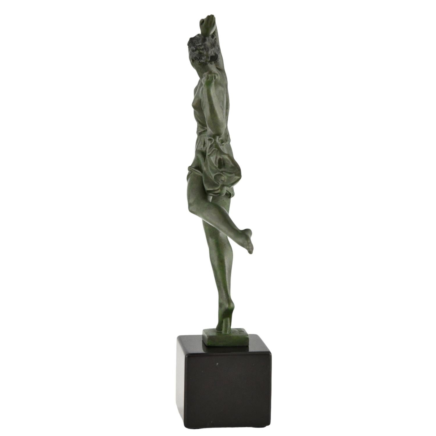 Metà XX secolo Scultura Art Déco di una ballerina Allégresse Fayral per Max Le Verrier Francia 1930 in vendita