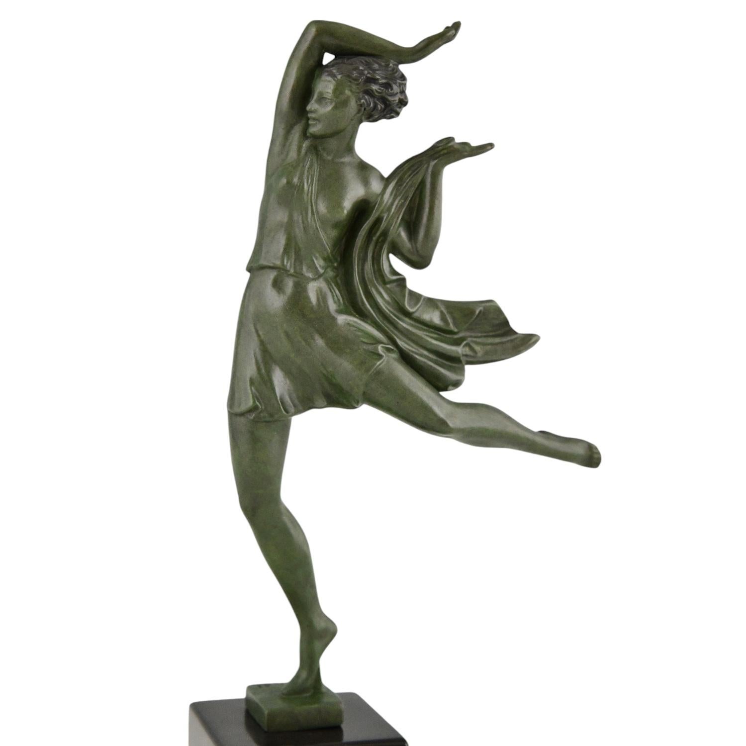 Scultura Art Déco di una ballerina Allégresse Fayral per Max Le Verrier Francia 1930 in vendita 1
