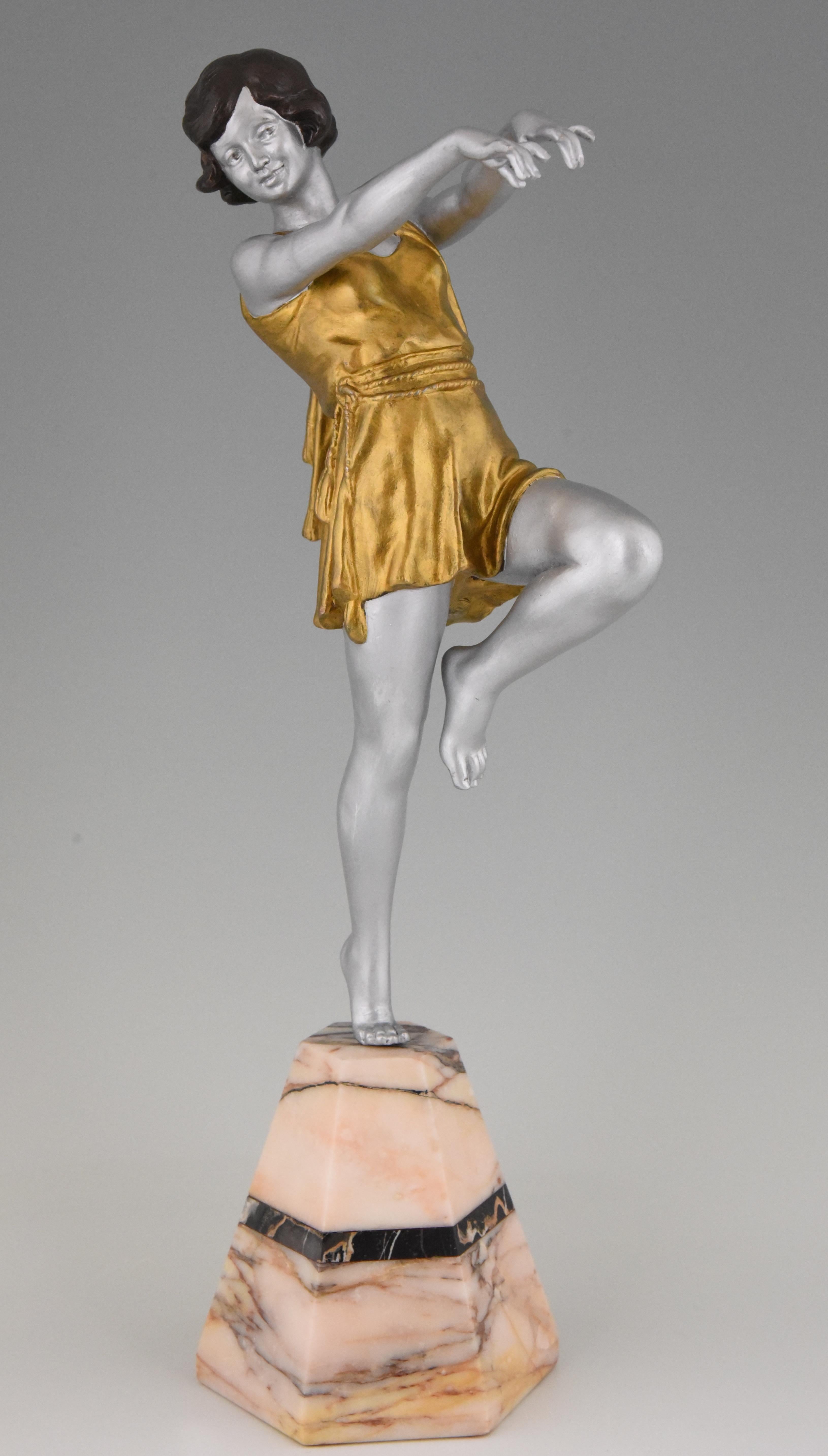 French Art Deco Sculpture of a Dancer Emile Carlier, France, 1930