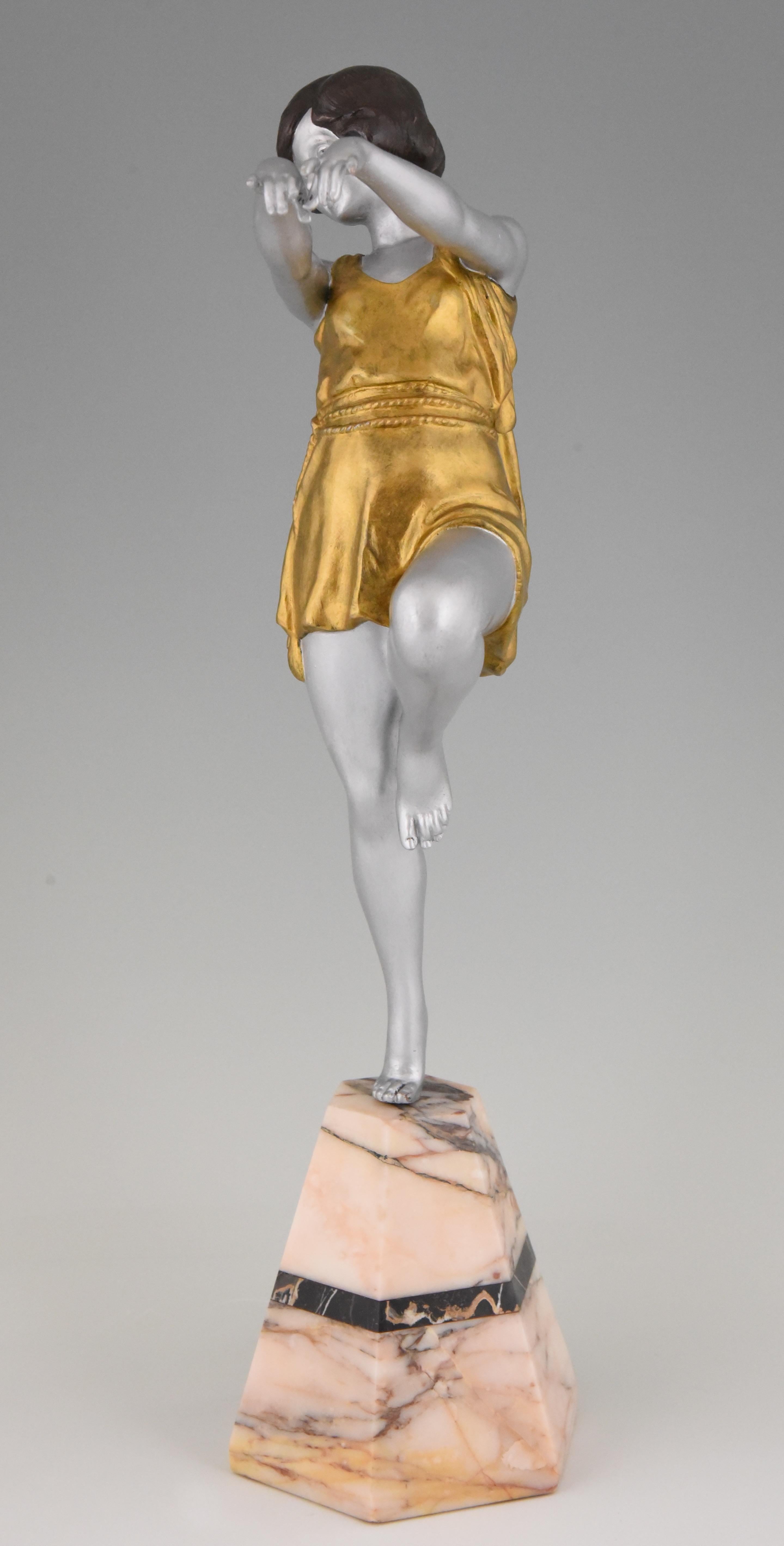 Patinated Art Deco Sculpture of a Dancer Emile Carlier, France, 1930