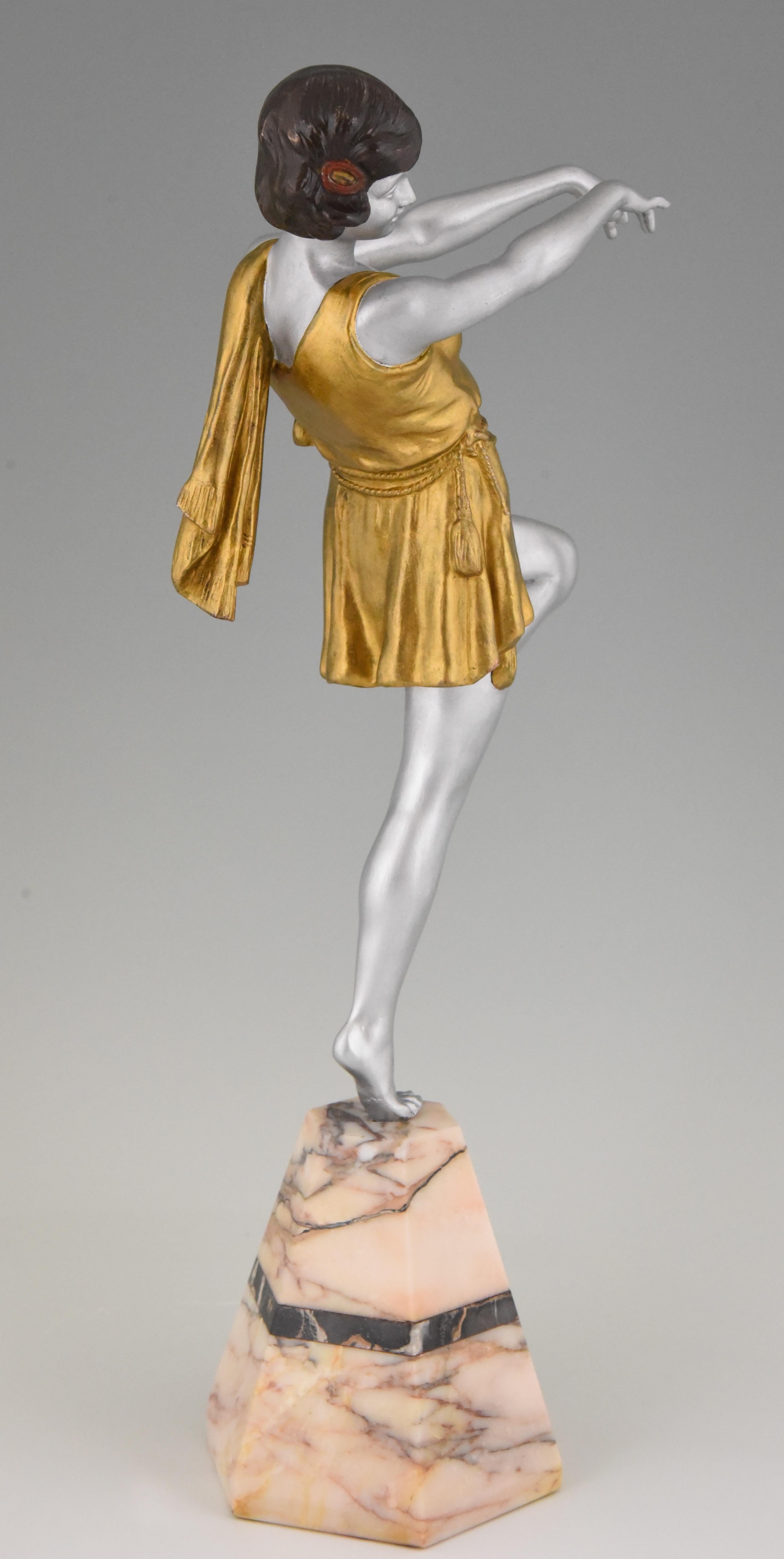 Metal Art Deco Sculpture of a Dancer Emile Carlier, France, 1930
