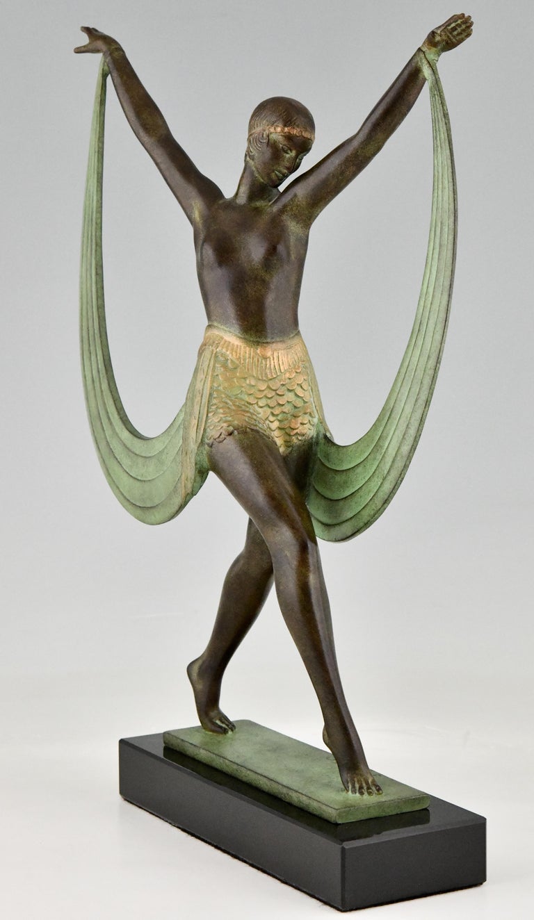 French Art Deco Style Sculpture of a Dancer Lysis, Pierre Le Faguays for Max Le Verrier For Sale
