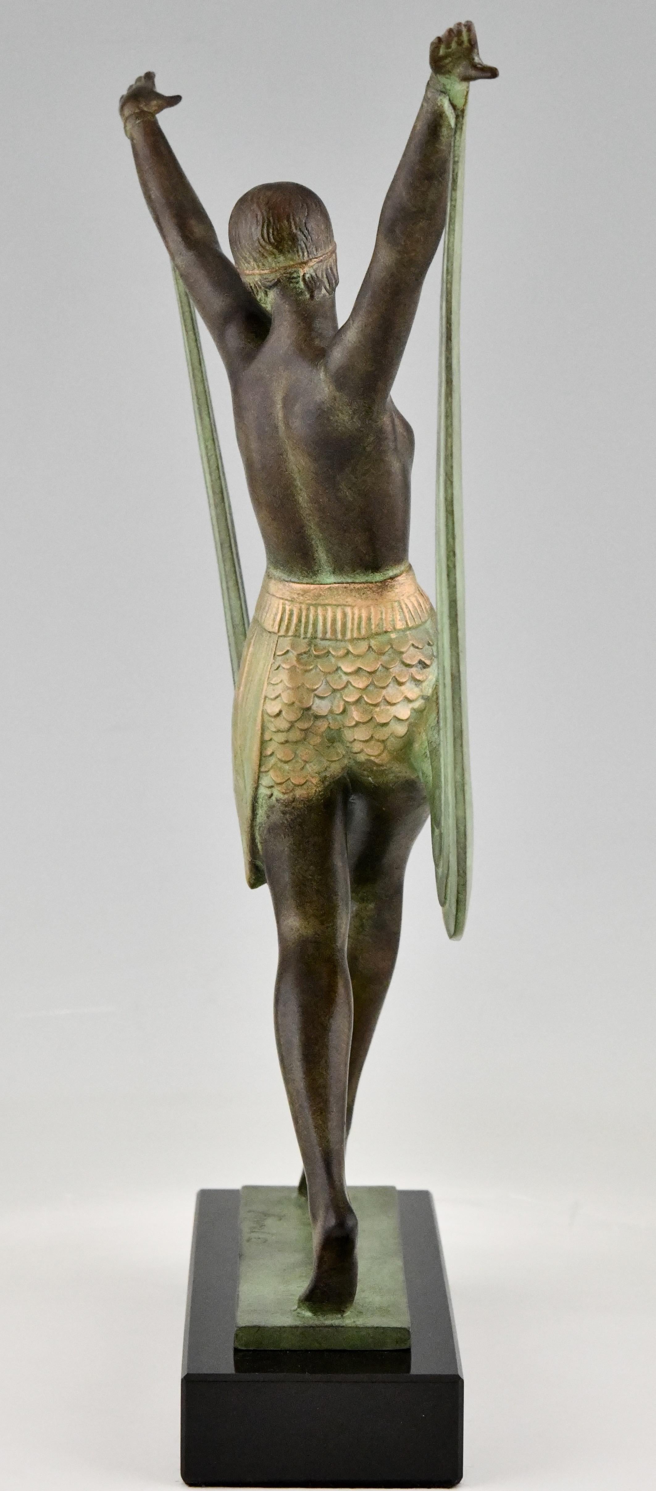 Metal Art Deco Style Sculpture of a Dancer Lysis, Pierre Le Faguays for Max Le Verrier