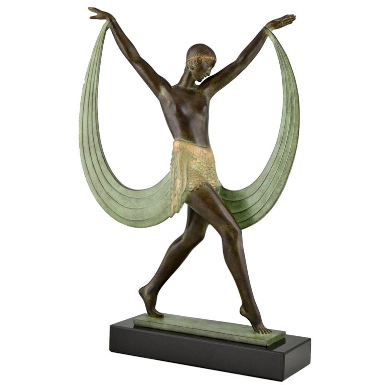 Art Deco Style Sculpture of a Dancer Lysis, Pierre Le Faguays for Max Le Verrier For Sale
