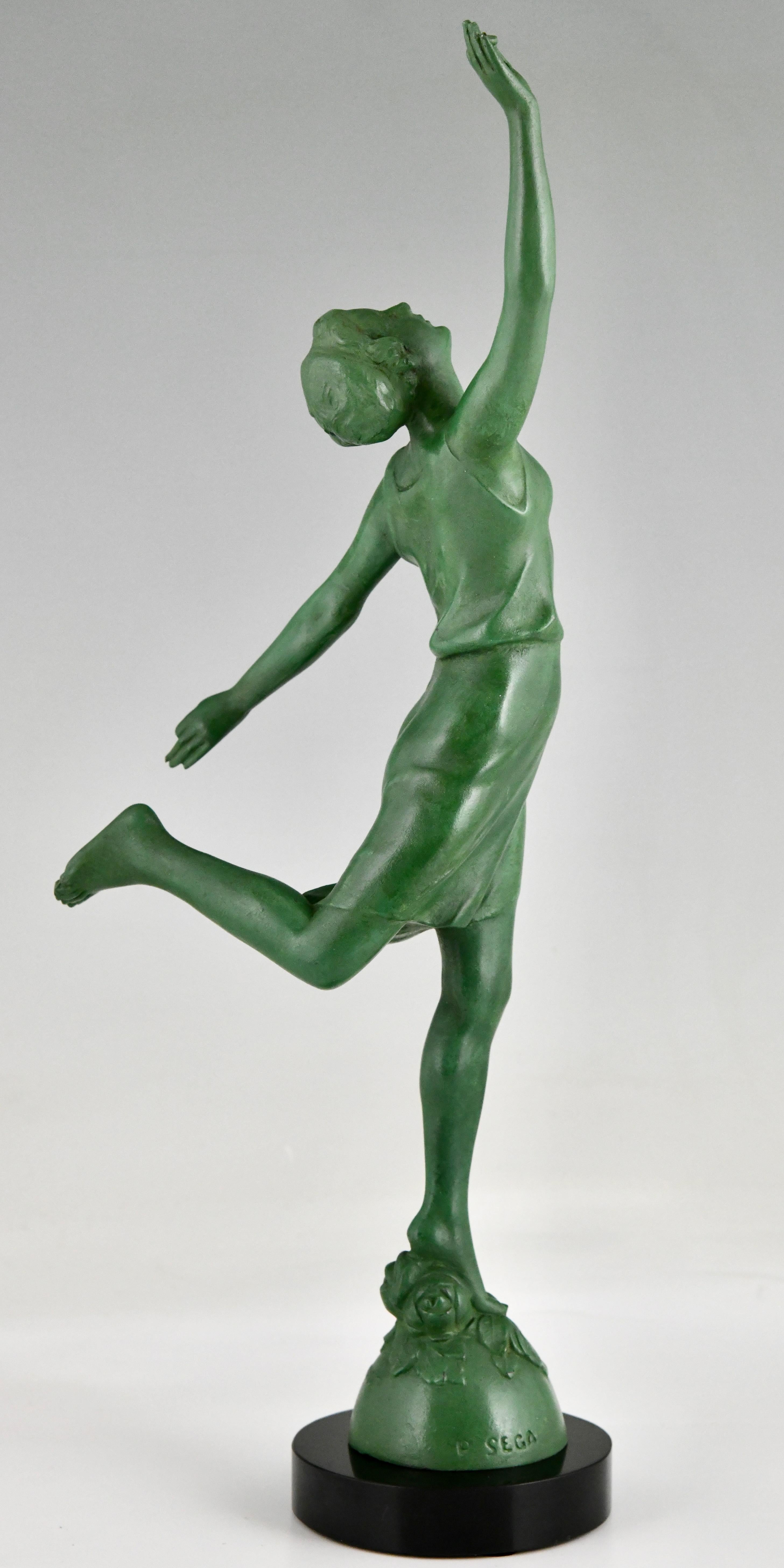 Mid-20th Century Art Deco sculpture of a dancer signed by P. Sega, France 1930.