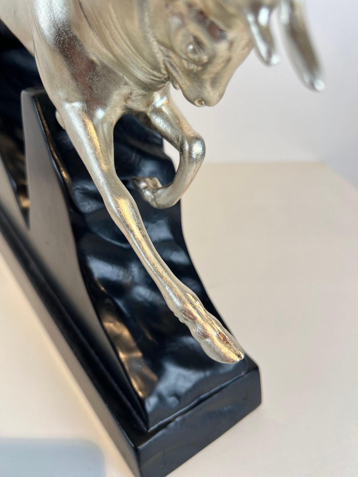 Art Deco Sculpture of a Deer and Panther by Rochard, White-Gold, France c. 1930 For Sale 6