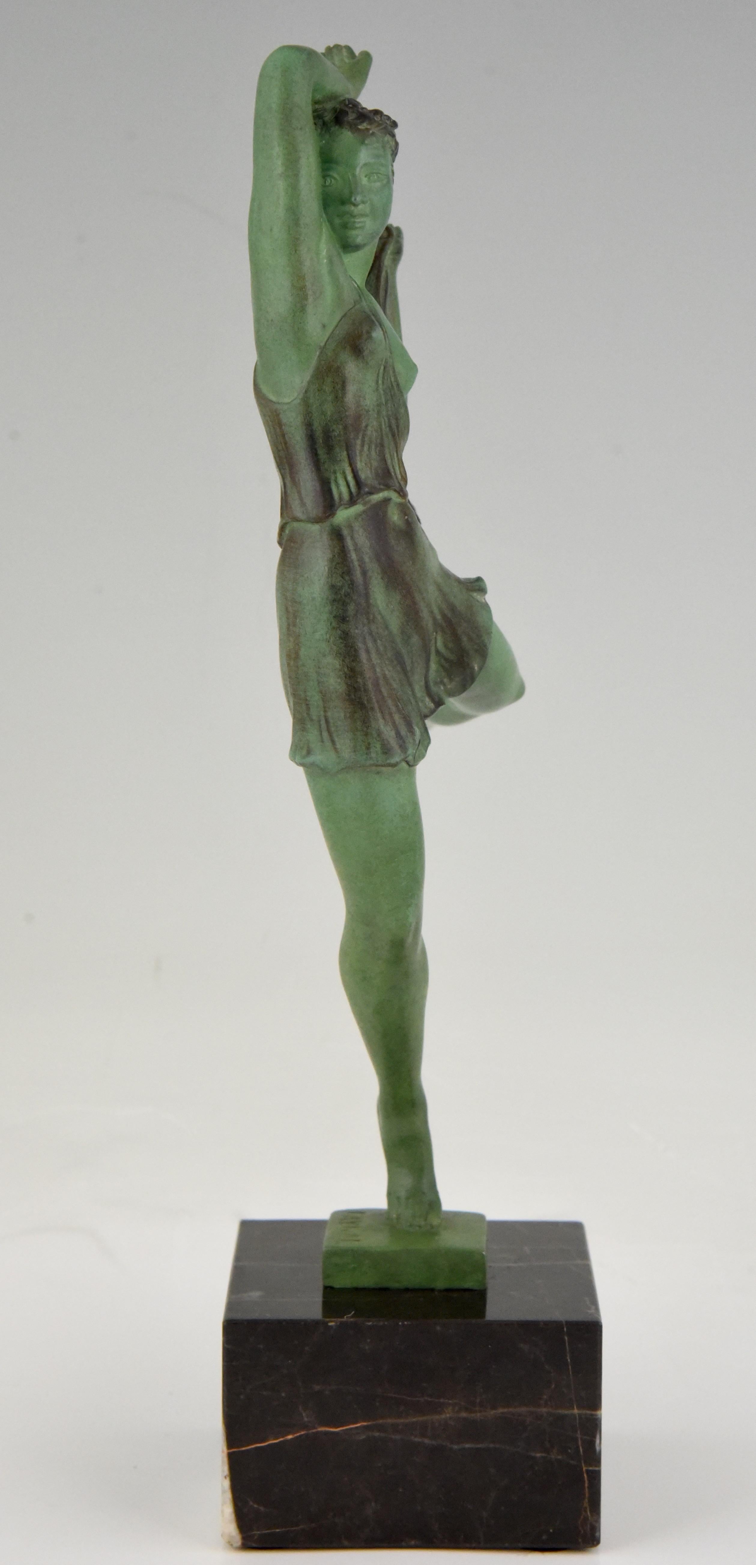 French Art Deco Sculpture of a Female Dancer Fayral Le Faguays for Max Le Verrier, 1930