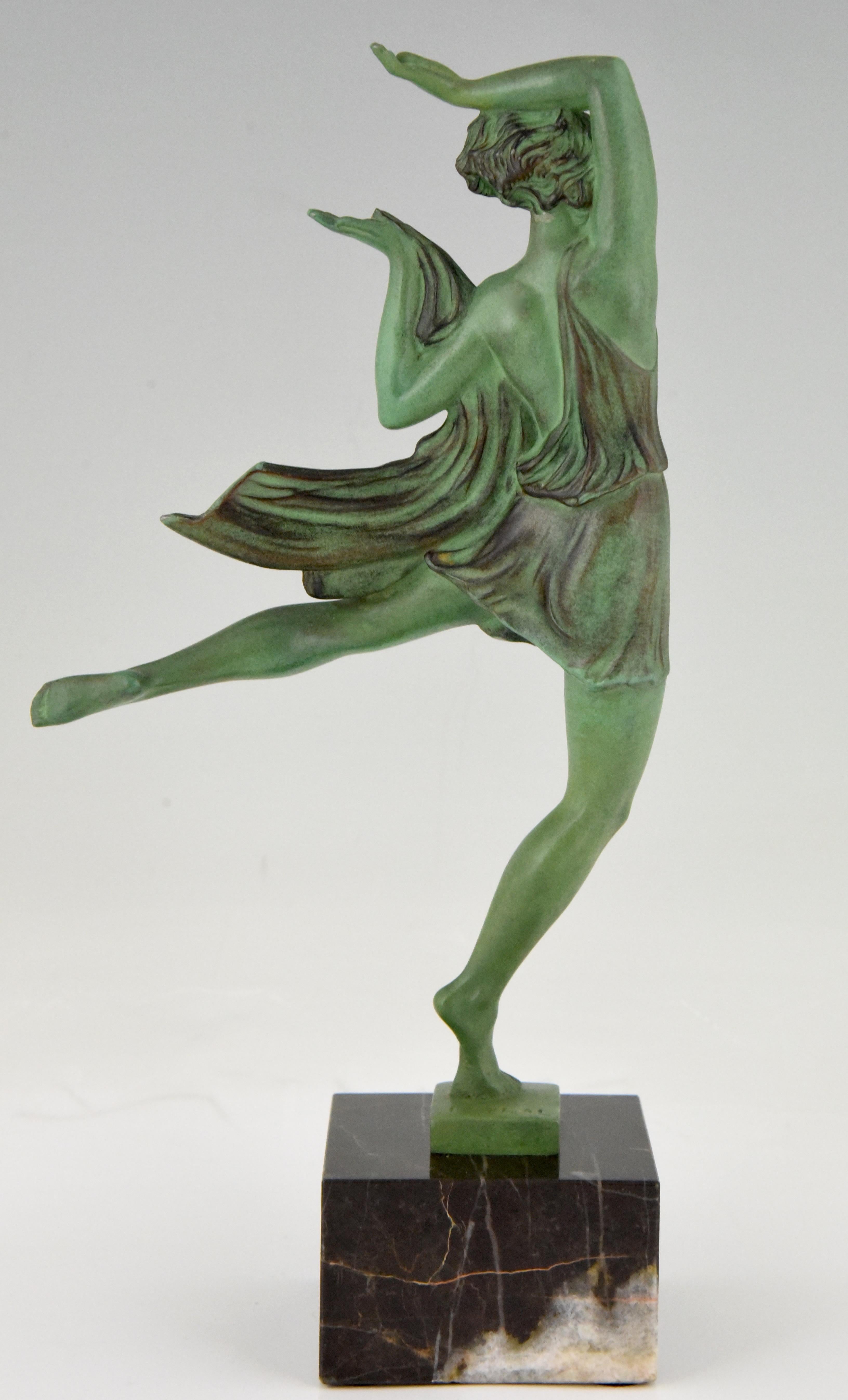 Art Deco Sculpture of a Female Dancer Fayral Le Faguays for Max Le Verrier, 1930 In Good Condition In Antwerp, BE