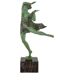 Vintage Art Deco Sculpture of a Female Dancer Fayral Le Faguays for Max Le Verrier, 1930