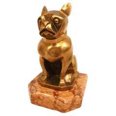 Art Deco Sculpture of a French Bulldog Bookend or Paperweight, France, 1920s